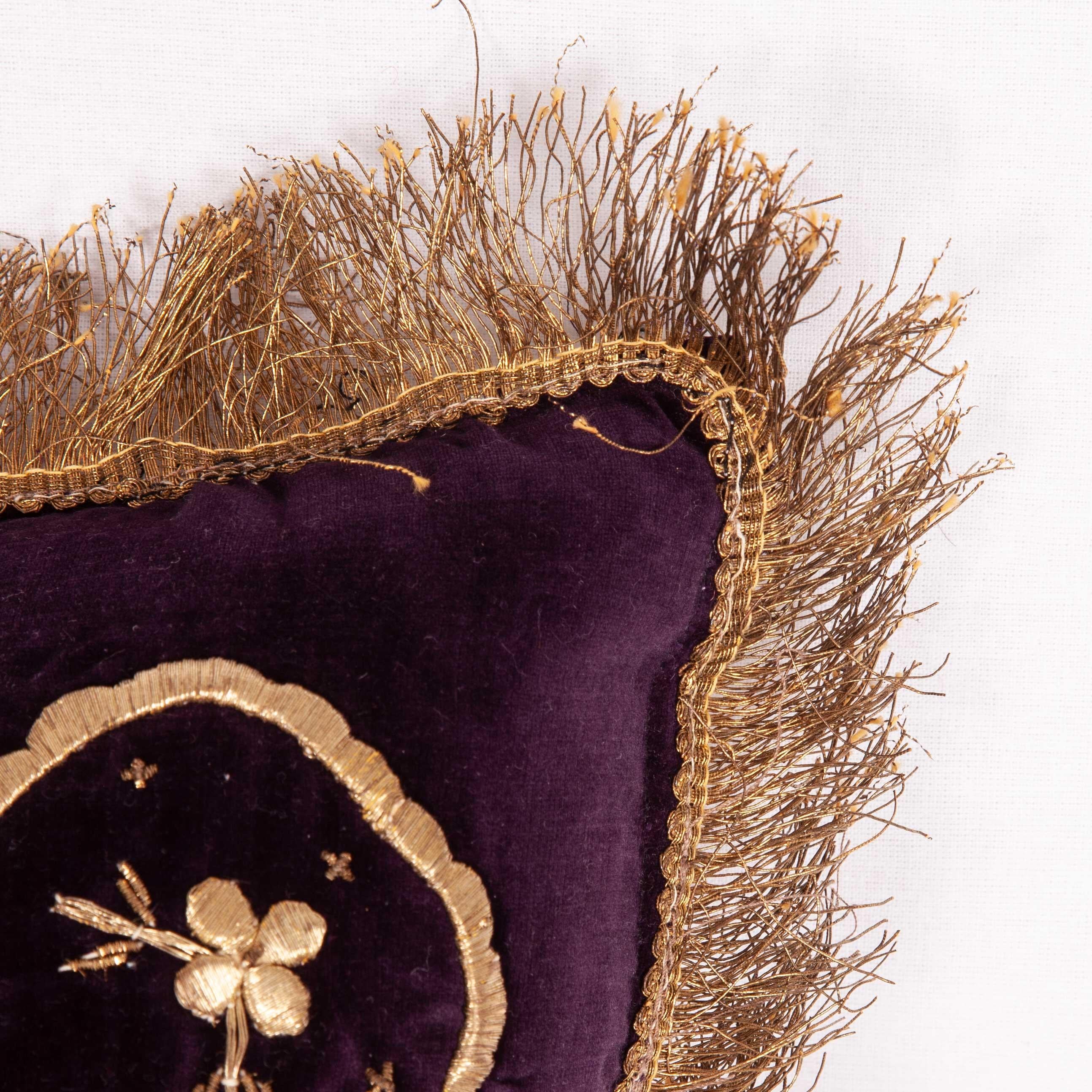 Suzani Antique Ottoman Turkish Velvet Metallic Thread Embroidery Pillow Case