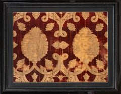 Antique Ottoman Velvet Rug with Gold Pomegranate Medallion Motifs - Rug & Kilim