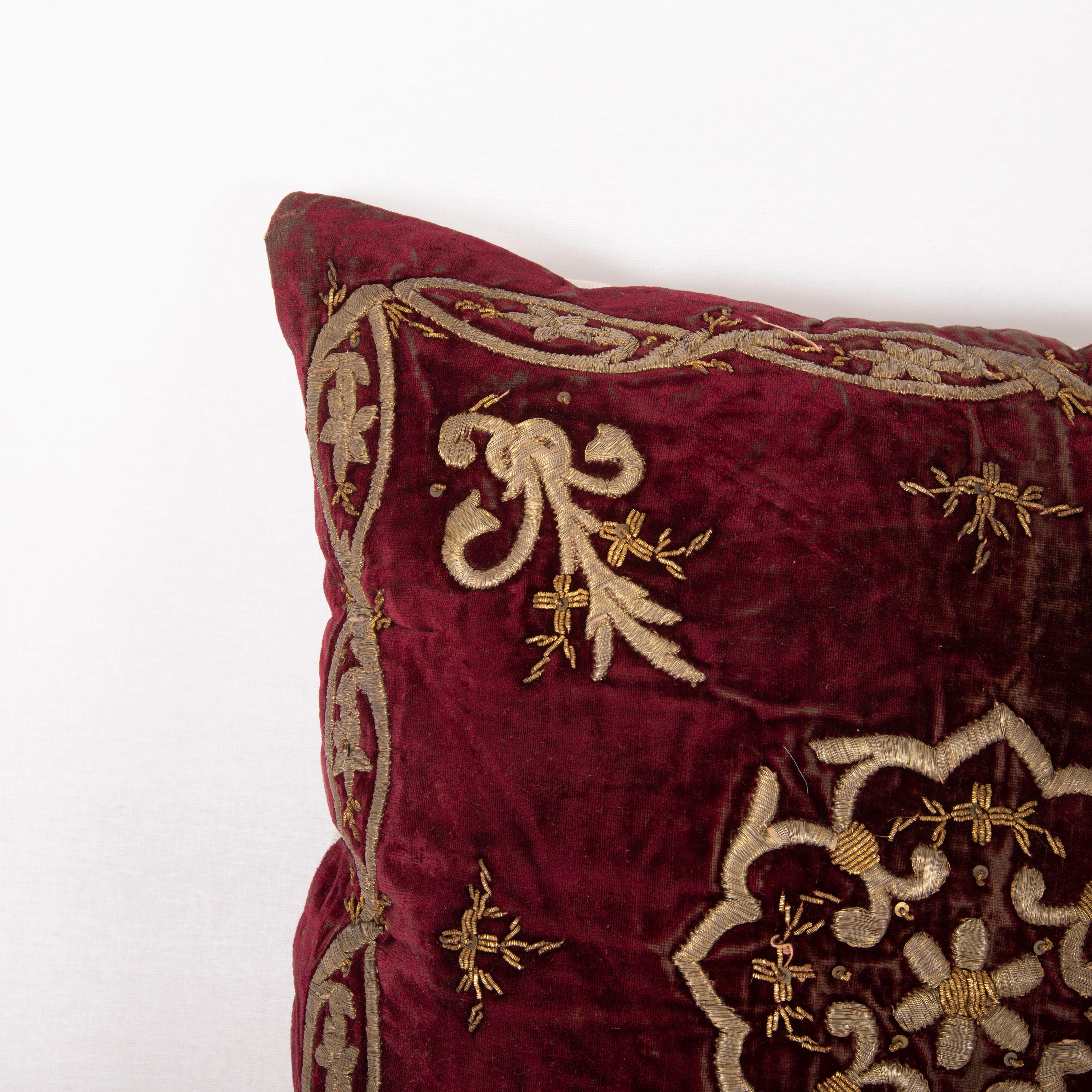 Turkish Antique Ottoman Velvet Sarma Pillow Cover, Early 20th C.