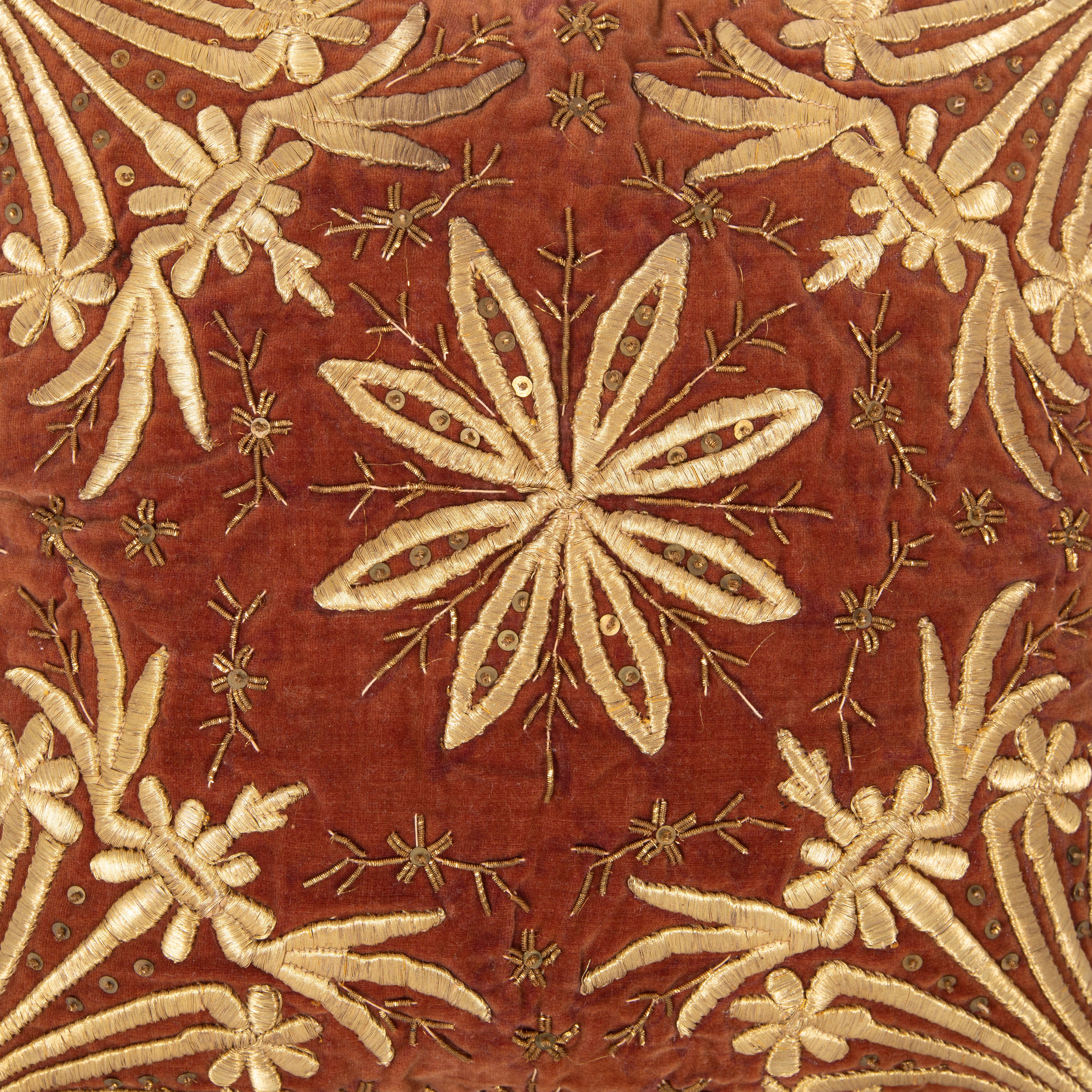 Turkish Antique Ottoman Velvet Sarma Pillow Cover, Early 20th C.