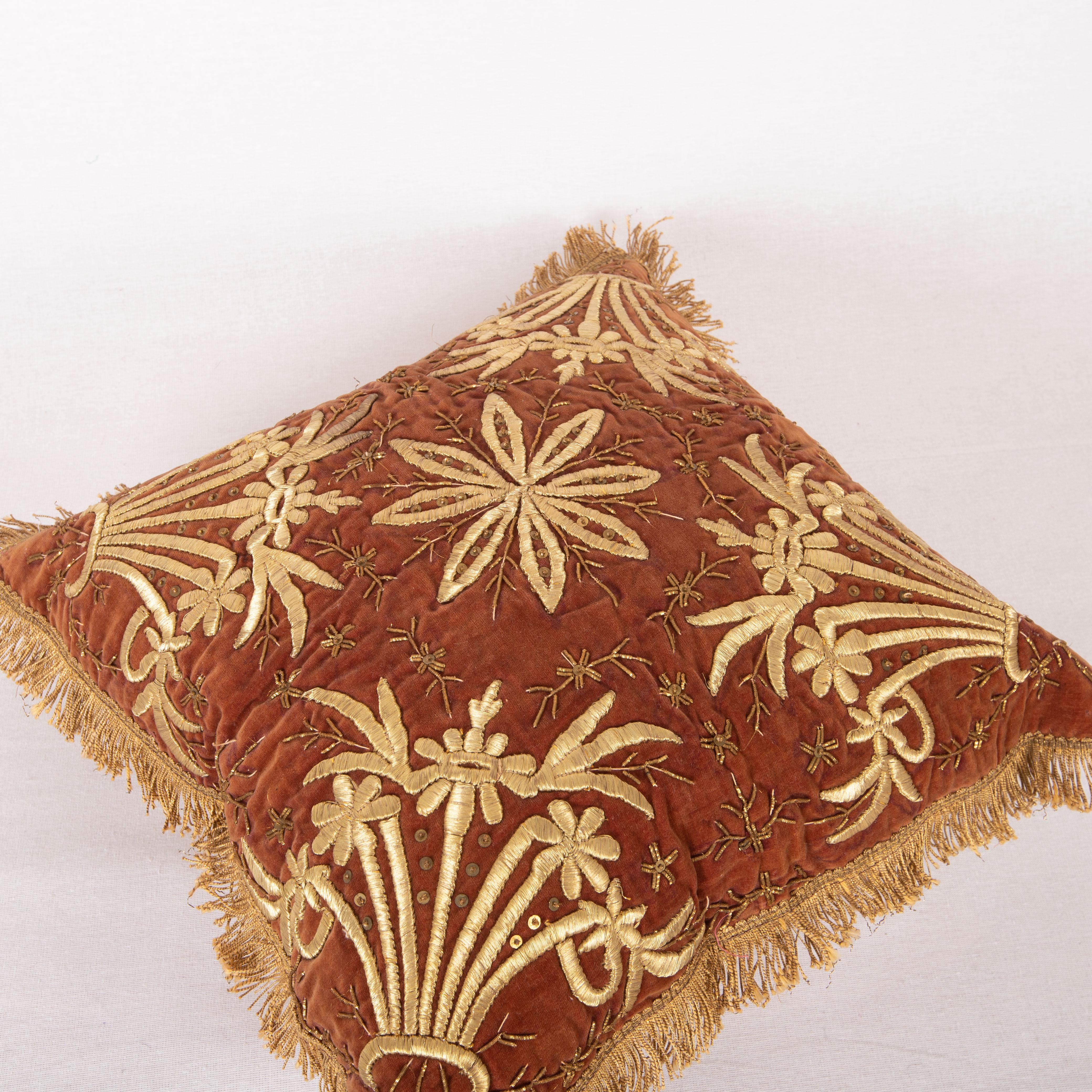 Embroidered Antique Ottoman Velvet Sarma Pillow Cover, Early 20th C.