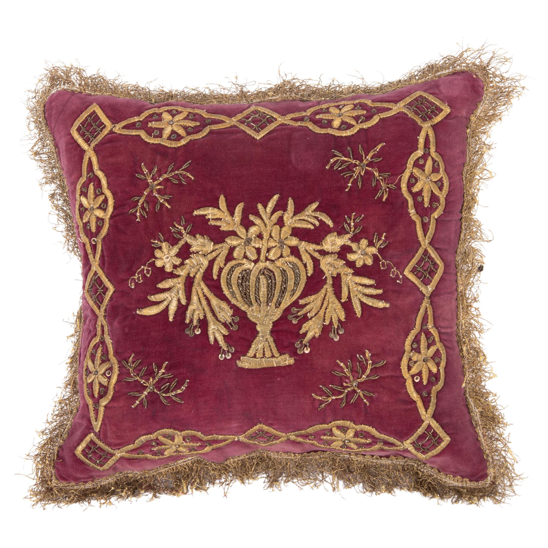 Antique Ottoman Velvet Sarma Pillow Cover, Early 20th C.