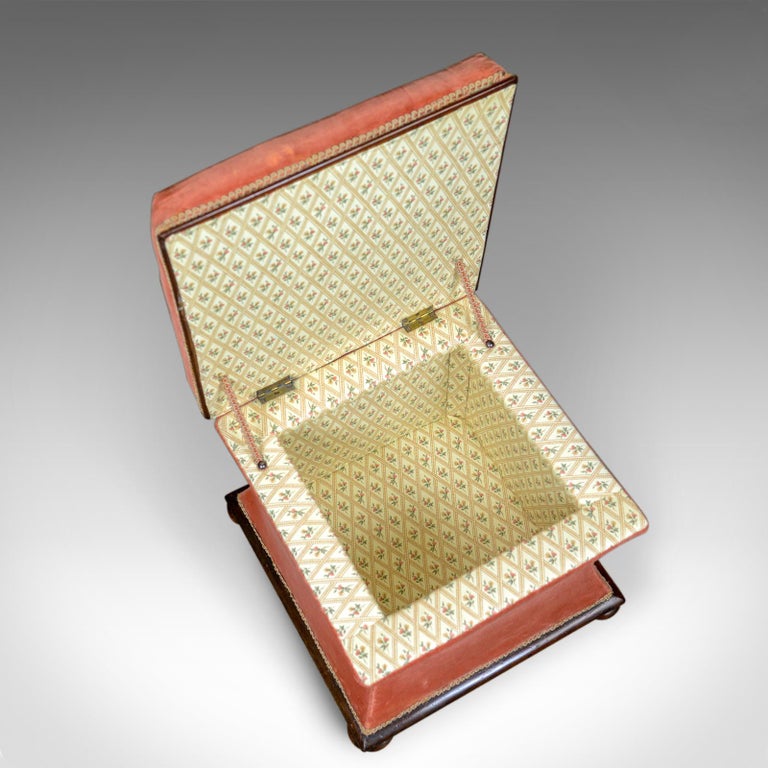 Antique Ottoman, Victorian, Needlepoint, Tapestry, Storage Chest, Foot