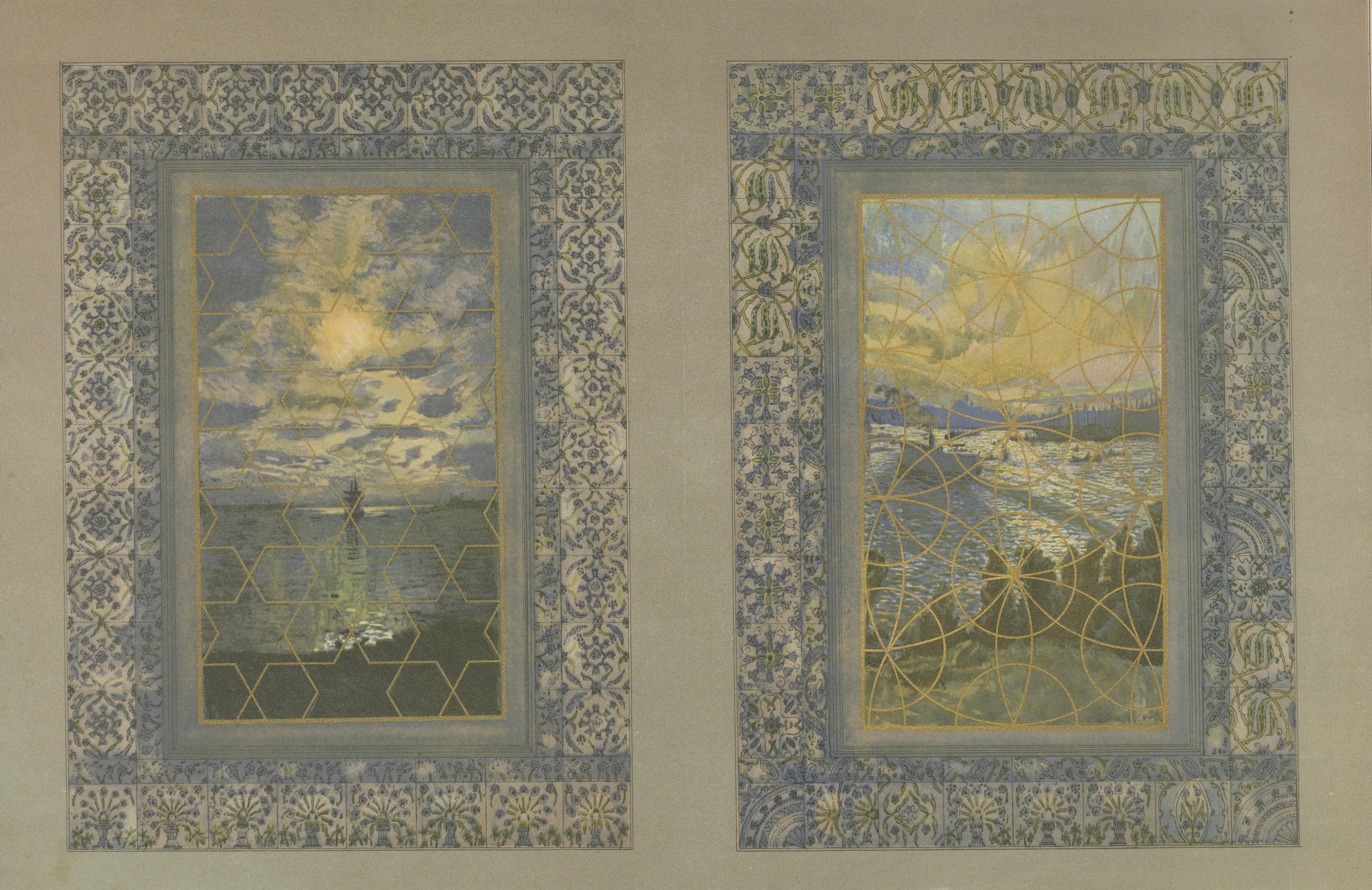 Antique Ottoman Window Grille Designs with Iznik Tile Surrounds, 1924