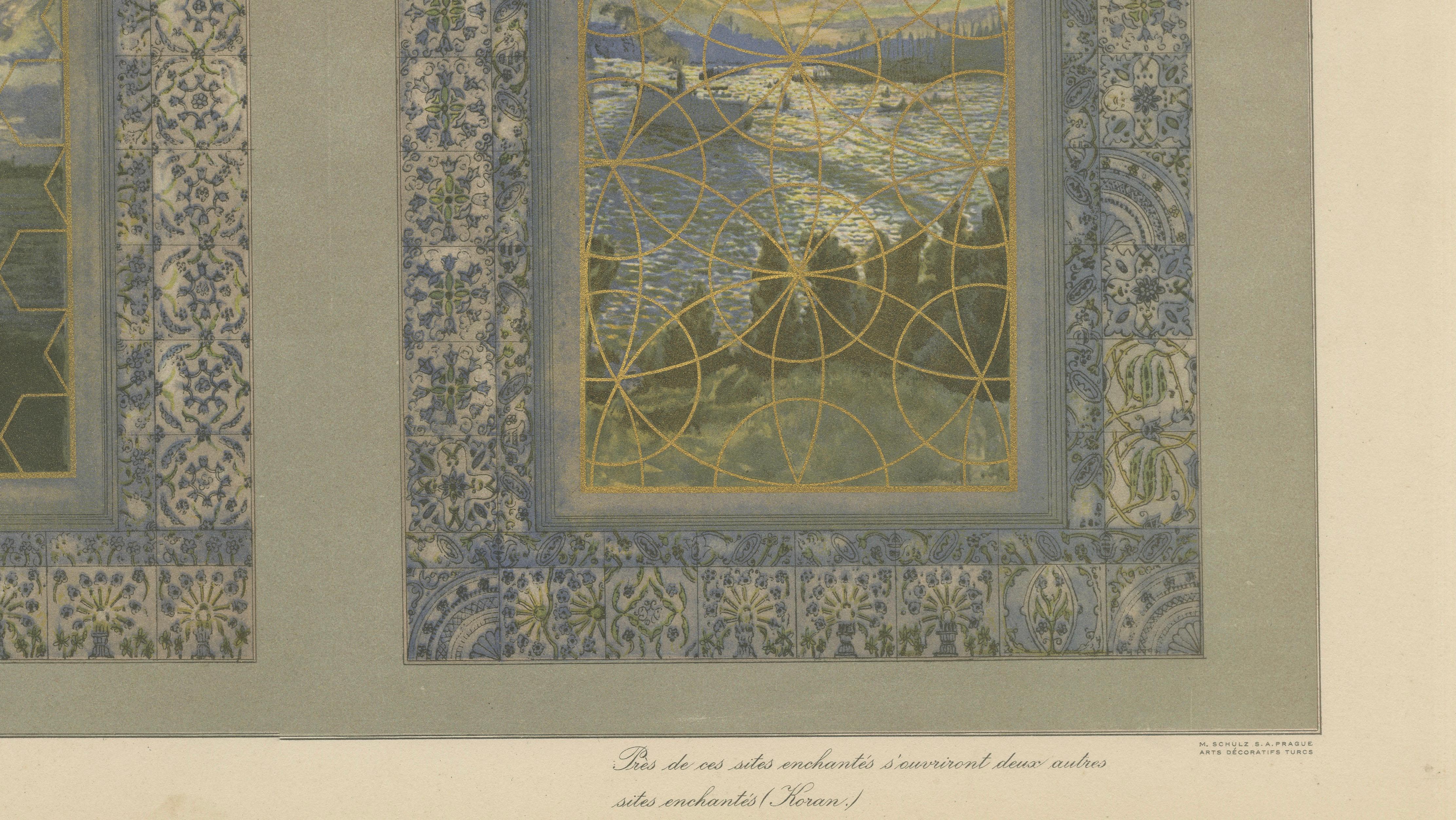 Antique Ottoman Window Grille Designs with Iznik Tile Surrounds, 1924