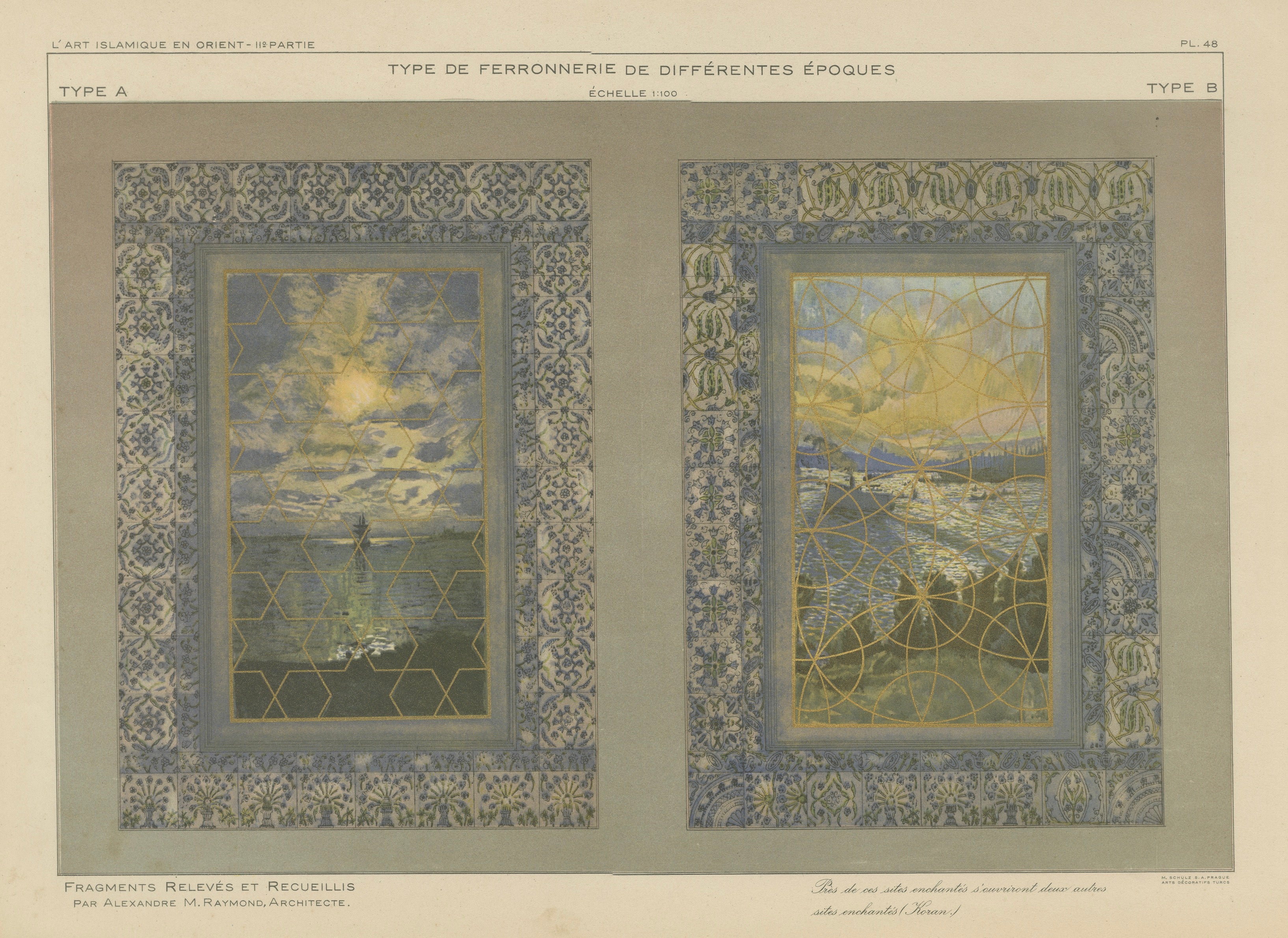 Antique Ottoman Window Grille Designs with Iznik Tile Surrounds, 1924