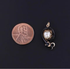 Antique Ouroboros Snake Pendant of Enamel Pearl and 12k Gold
