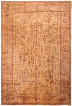 Antique Oushak Angora Oushak Antique Turkish Oushak Beige Geometric Overall