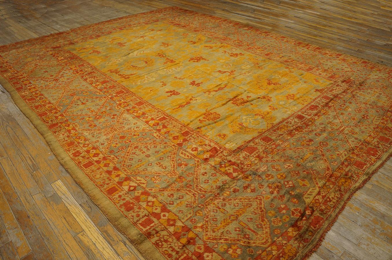 Hand-Knotted 19th Century Turkish Angora Oushak Carpet ( 10'1