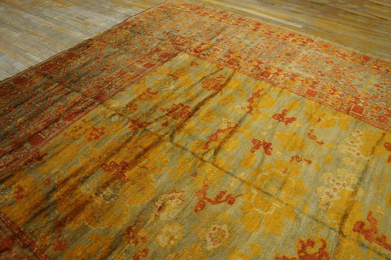 Wool 19th Century Turkish Angora Oushak Carpet ( 10'1