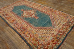 Marvelous Blue and Red Rust Color with Medallion Design Oushak Rug