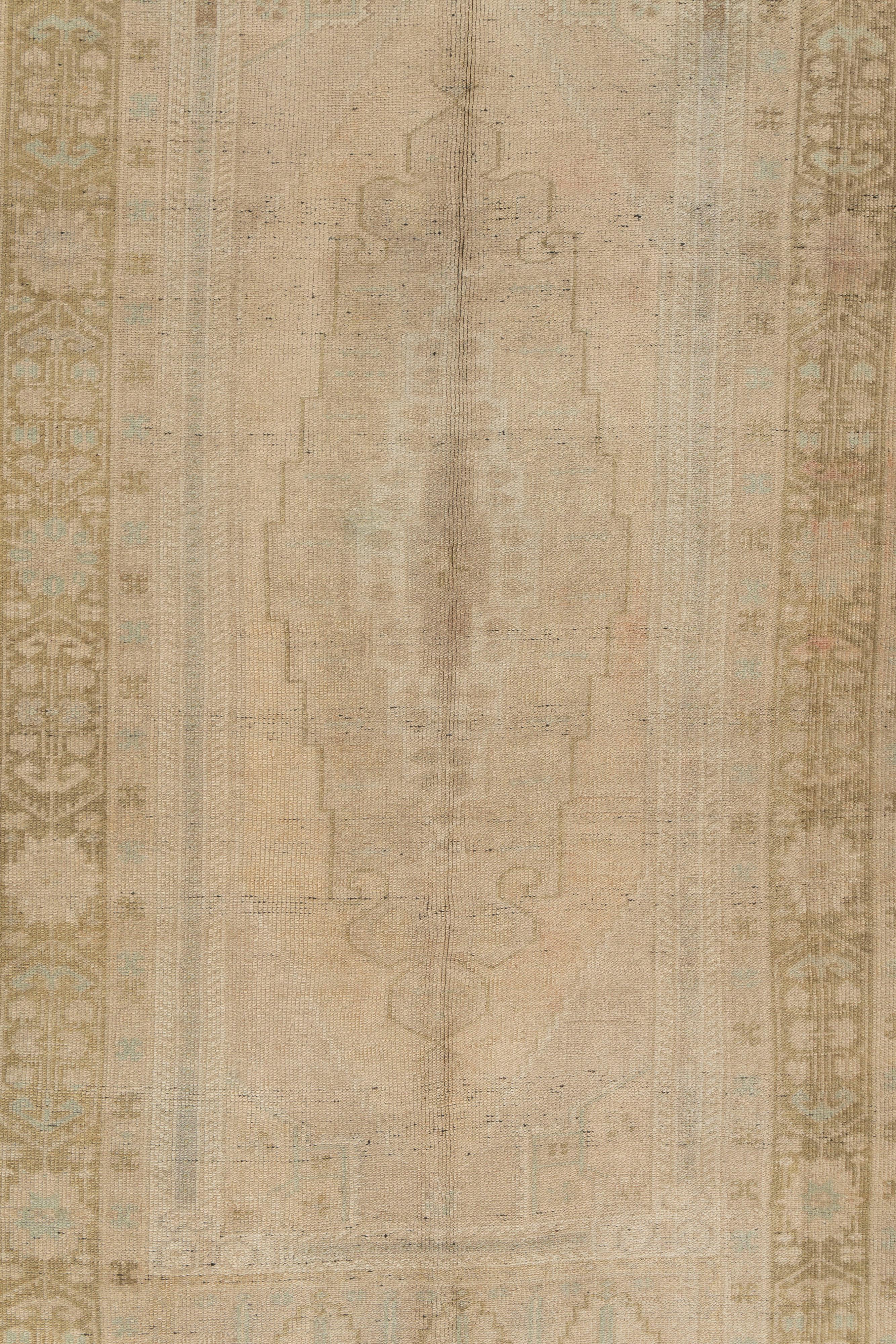 Antique Oushak Area Rug 3'7 X 7'3. Oushak's are known for their soft palettes combined with eccentric drawing. Oushak in western Turkey has the longest continuous rug weaving history, stretching back at least to the mid-fifteenth century. It has
