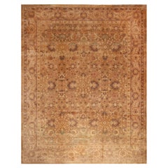 Antique Oushak Beige-Brown and Peach Wool Floral Rug by Rug 
Kilim