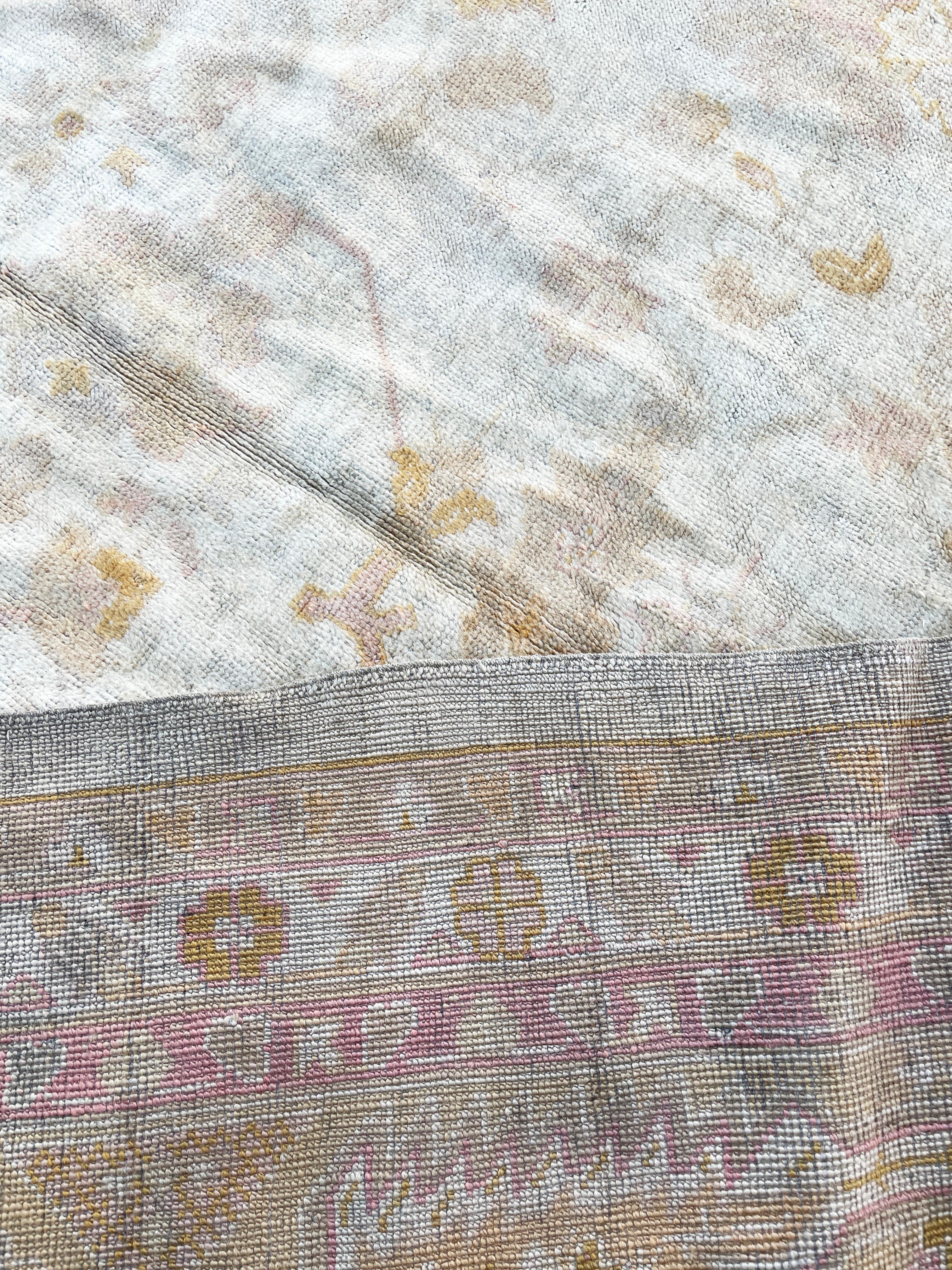 Antique Oushak Carpet, Muted  colors 11'7