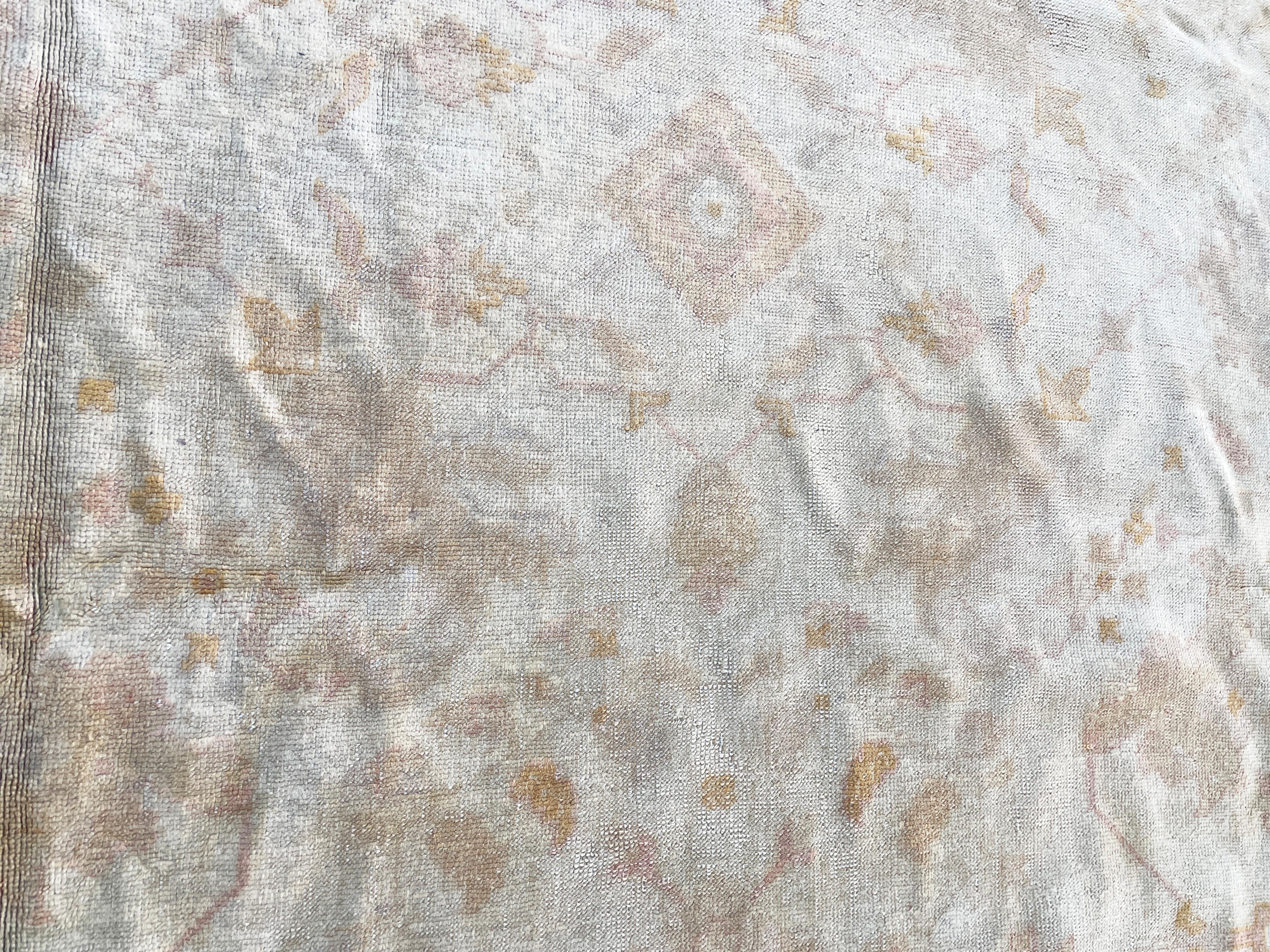 Wool Antique Oushak Carpet, Muted  colors 11'7