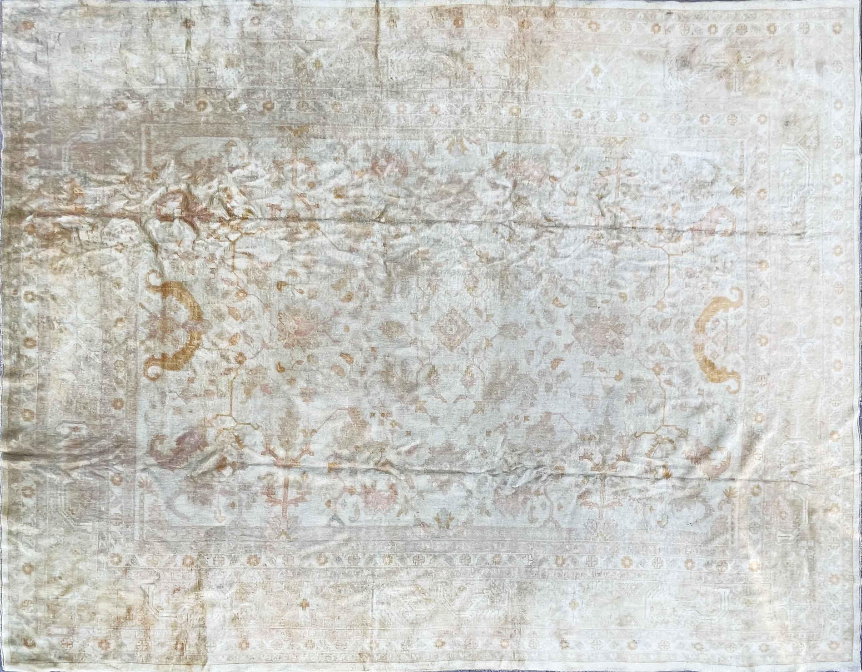 Antique Oushak Carpet, Muted  colors 11'7