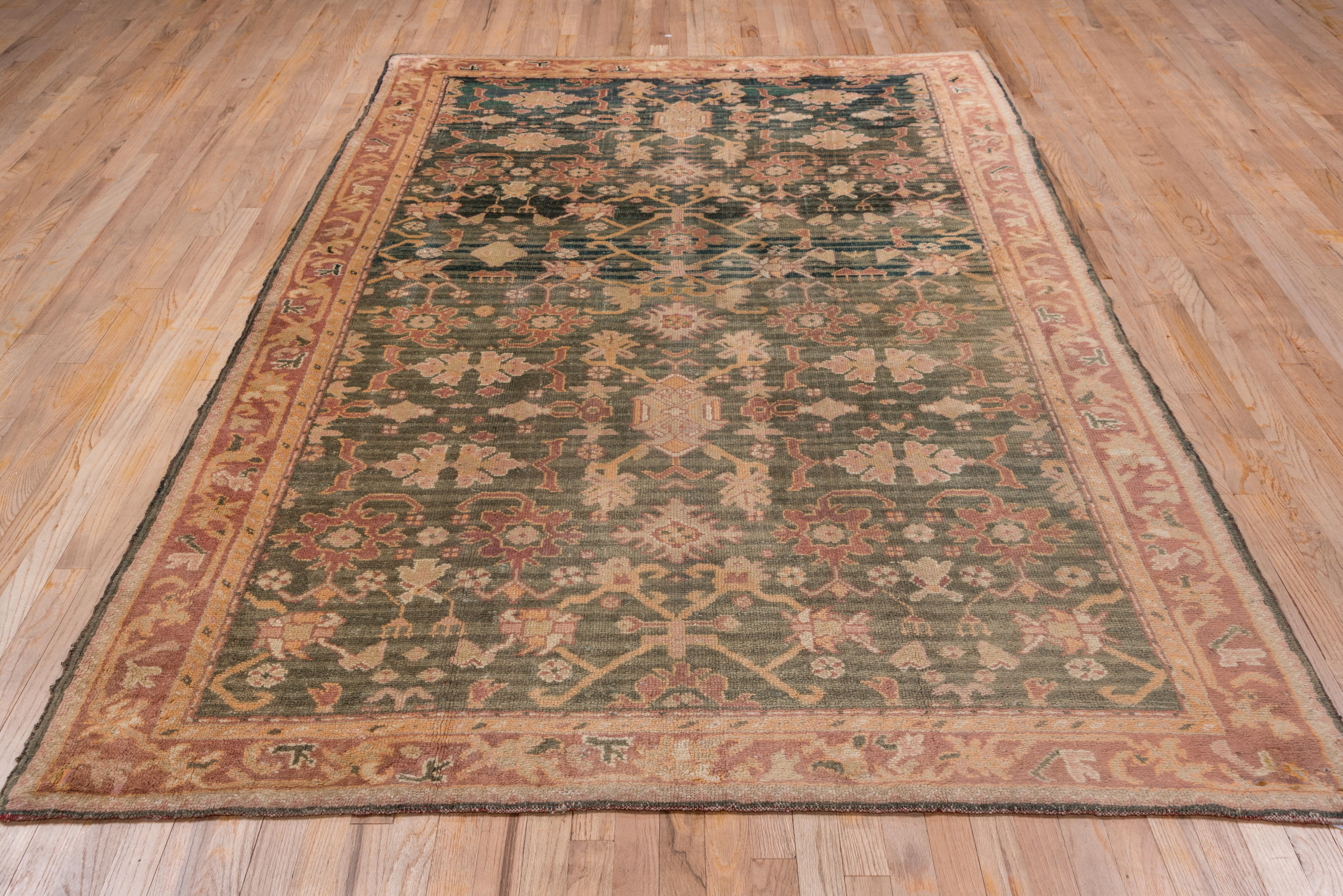 Hand-Knotted Antique Oushak Carpet, circa 1930s