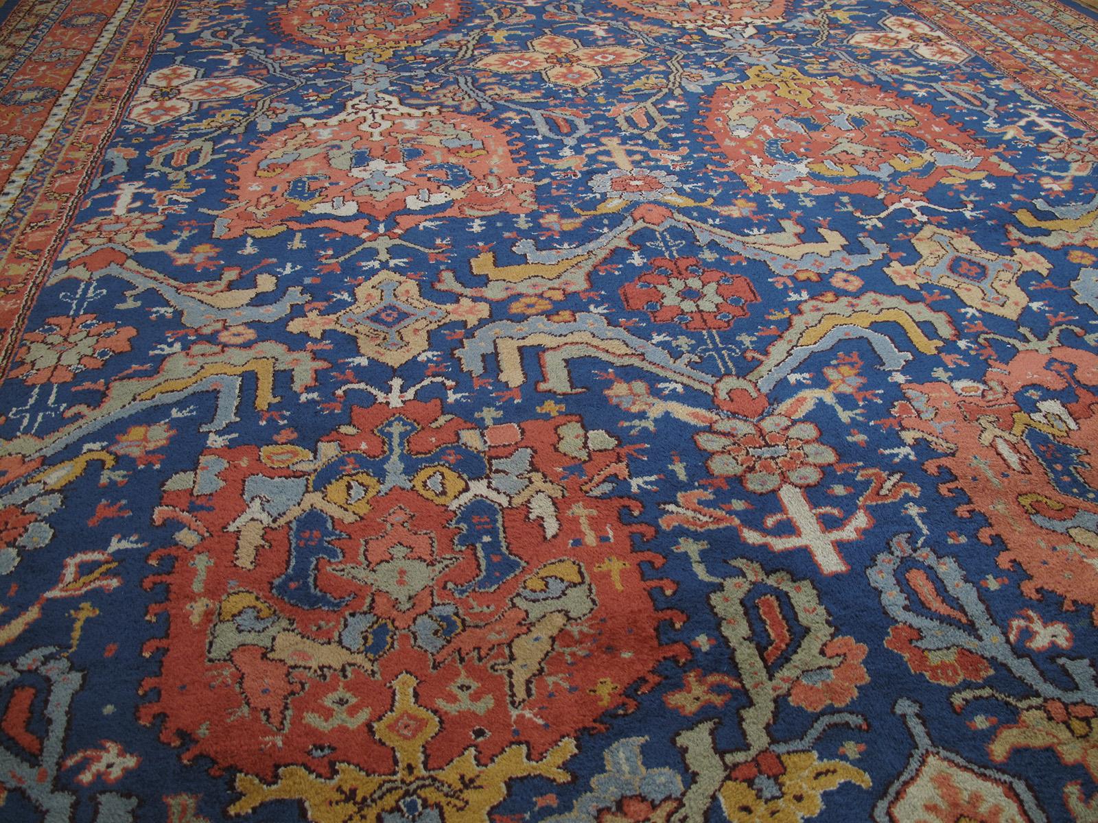 Turkish Antique Oushak Carpet (DK-104-71) For Sale