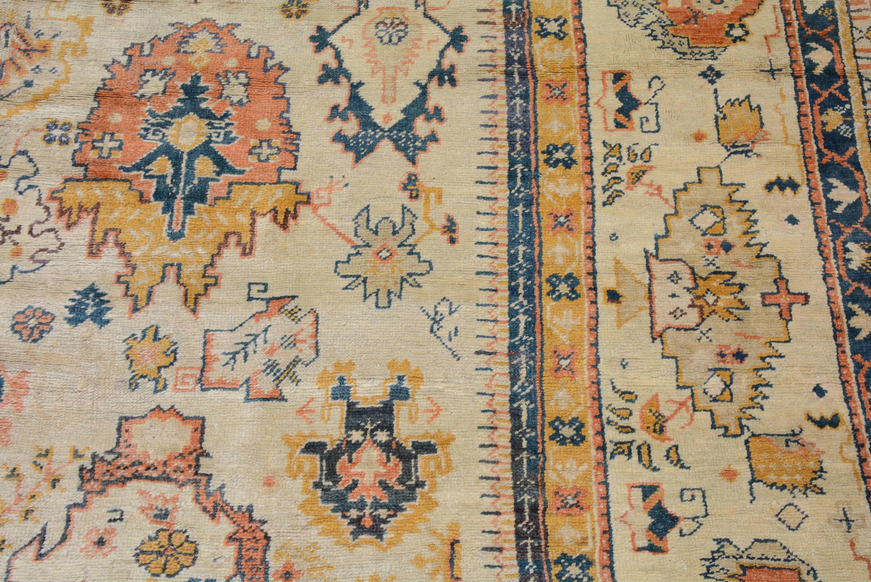 Woven Antique Oushak Carpet For Sale