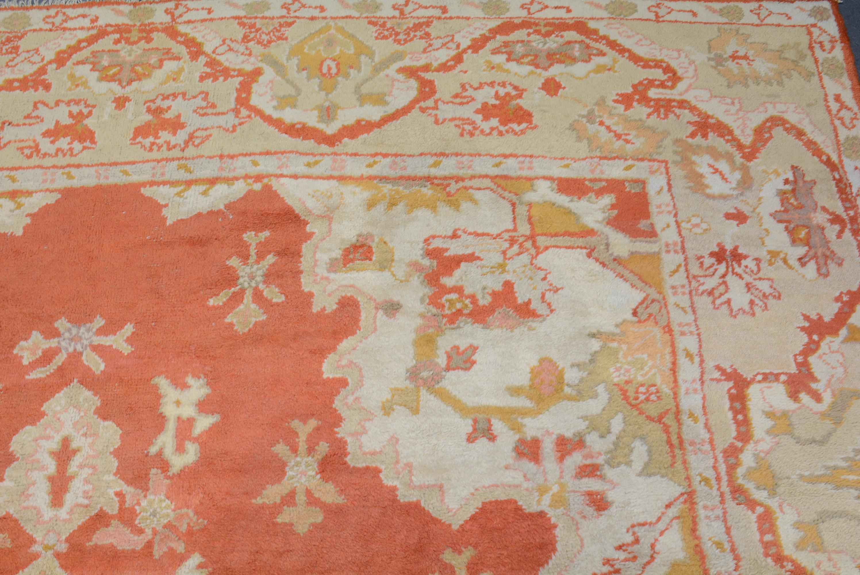 Woven Antique Oushak Carpet For Sale