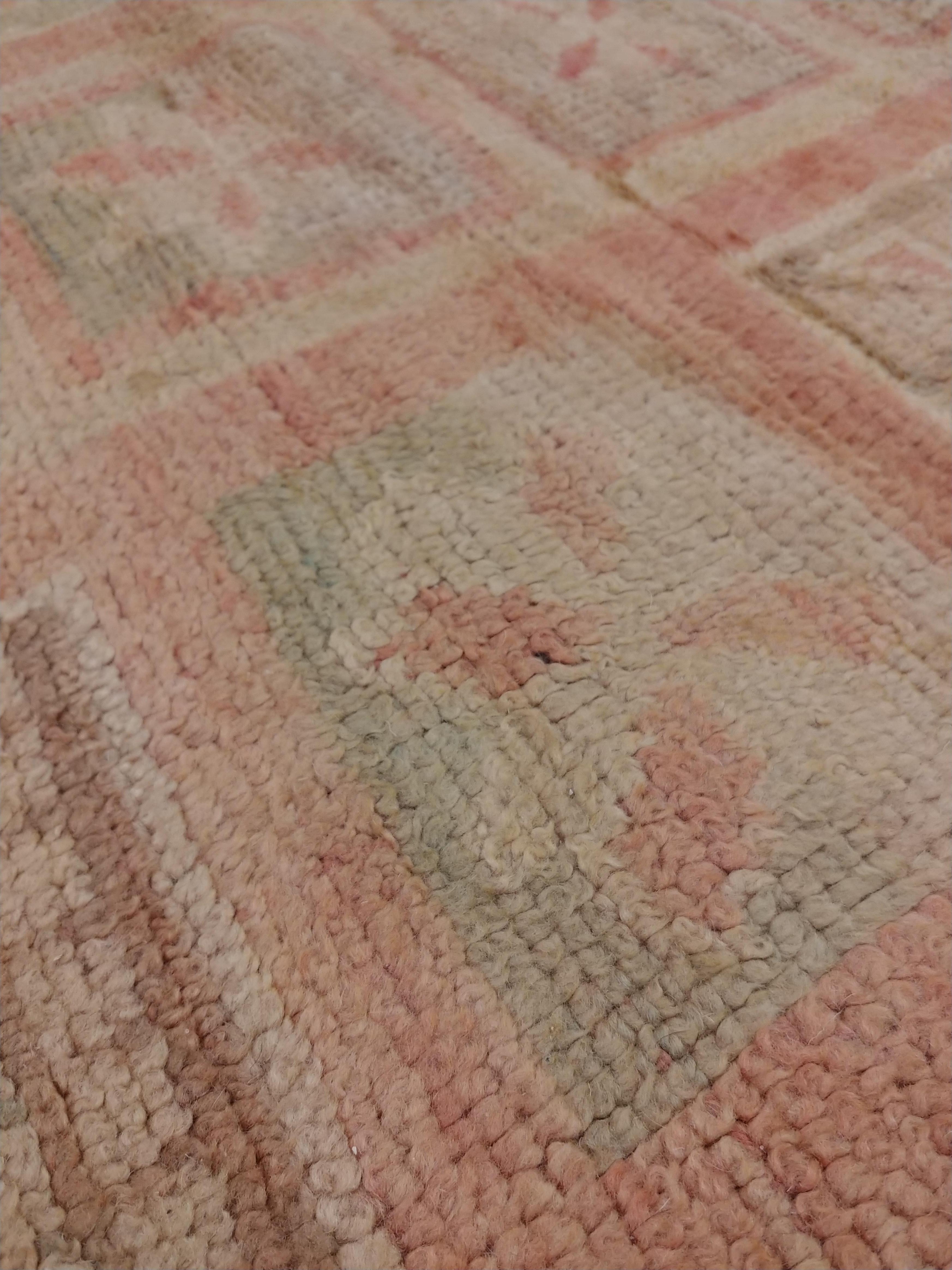 Turkish Antique Oushak Carpet, Handmade Oriental Rug, Pink Rug, Taupe, Cream, Gray For Sale