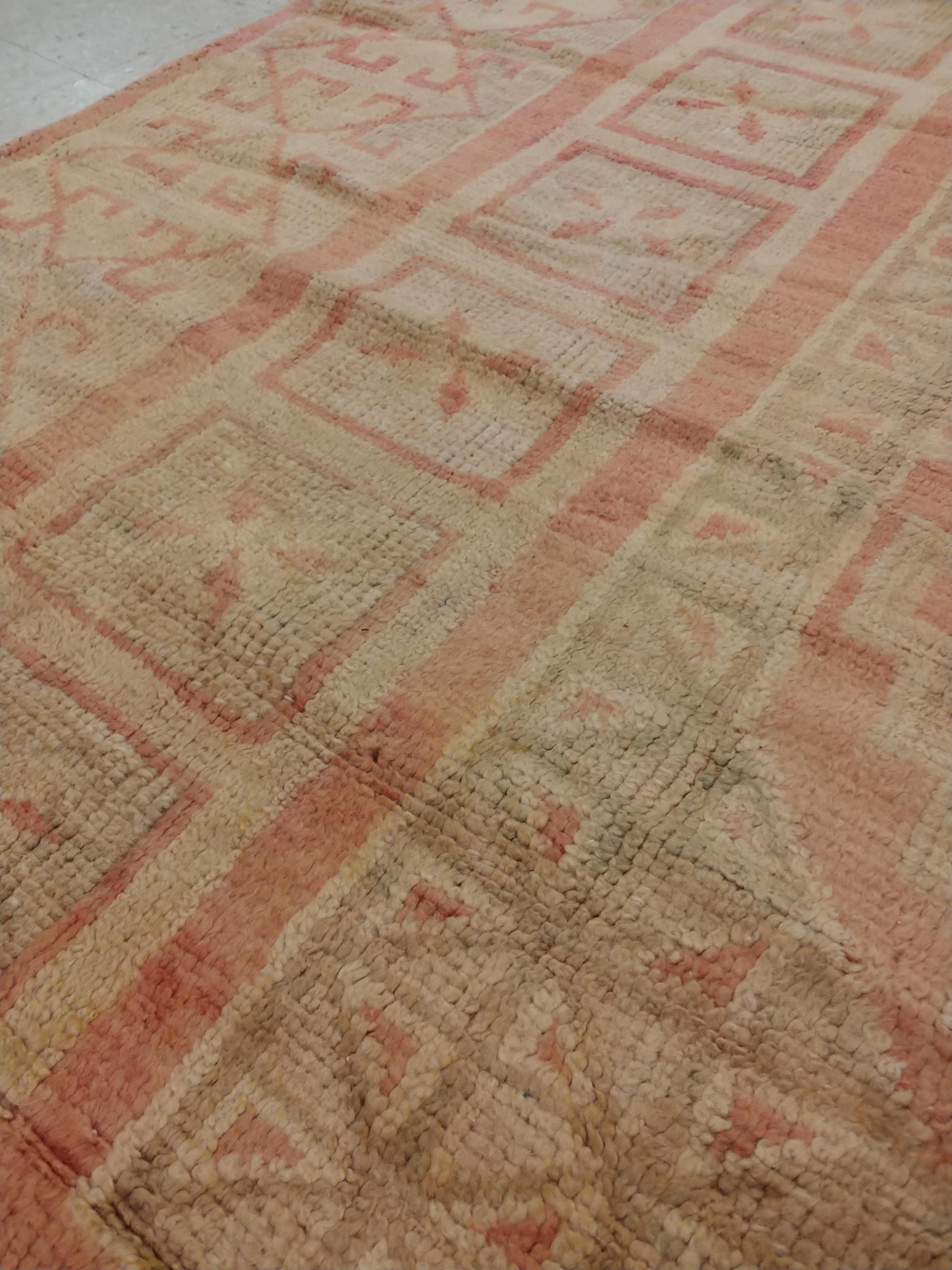 Antiker Oushak-Teppich, handgefertigter orientalischer Teppich, rosa Teppich, taupe, cremefarben, grau (Handgeknüpft) im Angebot