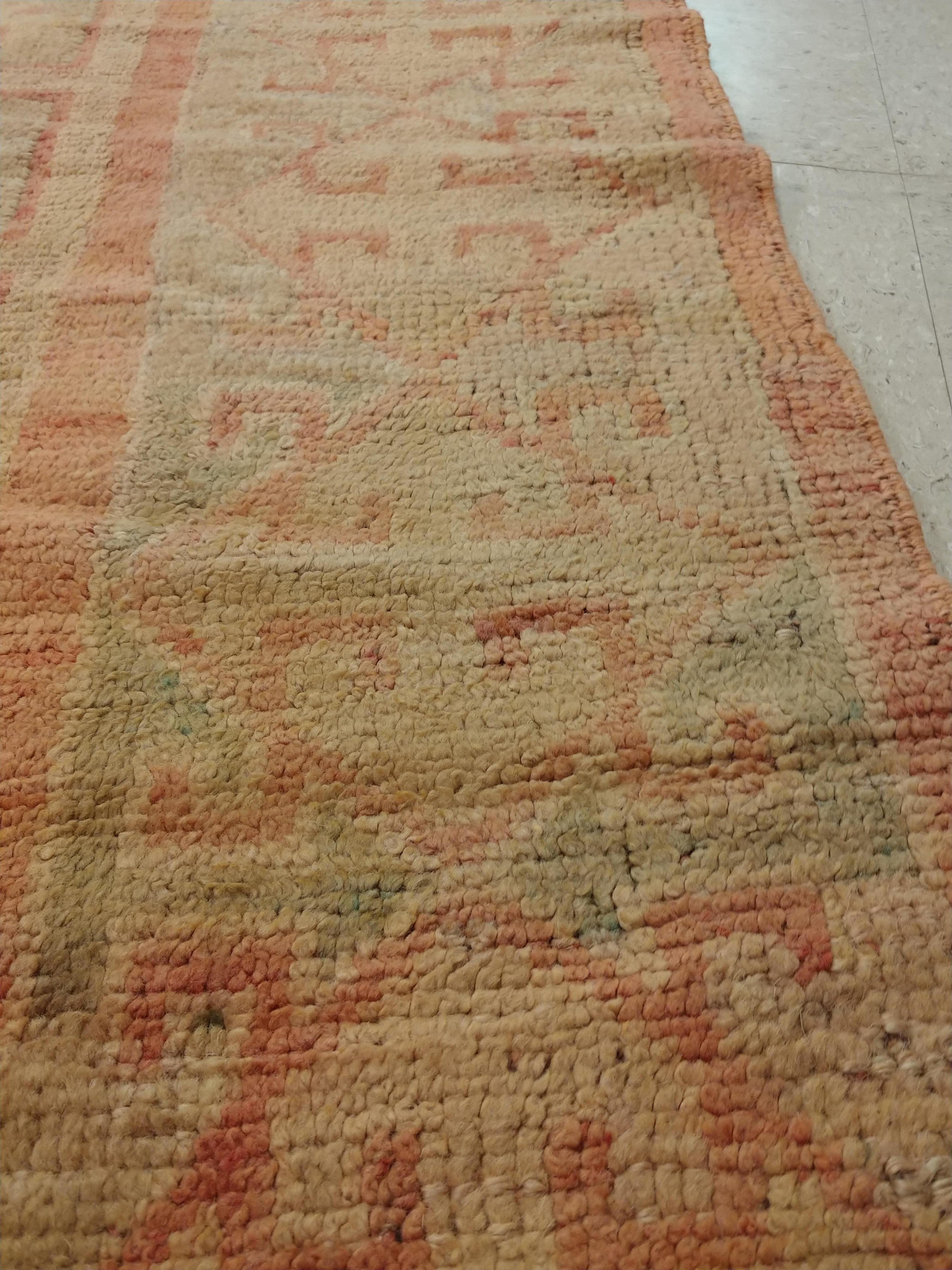 20th Century Antique Oushak Carpet, Handmade Oriental Rug, Pink Rug, Taupe, Cream, Gray For Sale