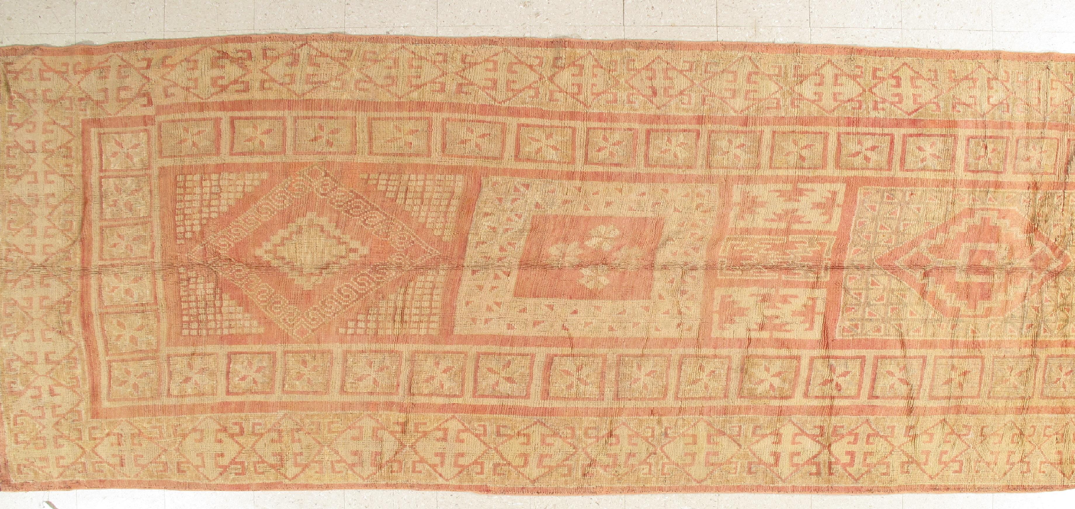 Antique Oushak Carpet, Handmade Oriental Rug, Pink Rug, Taupe, Cream, Gray For Sale 1