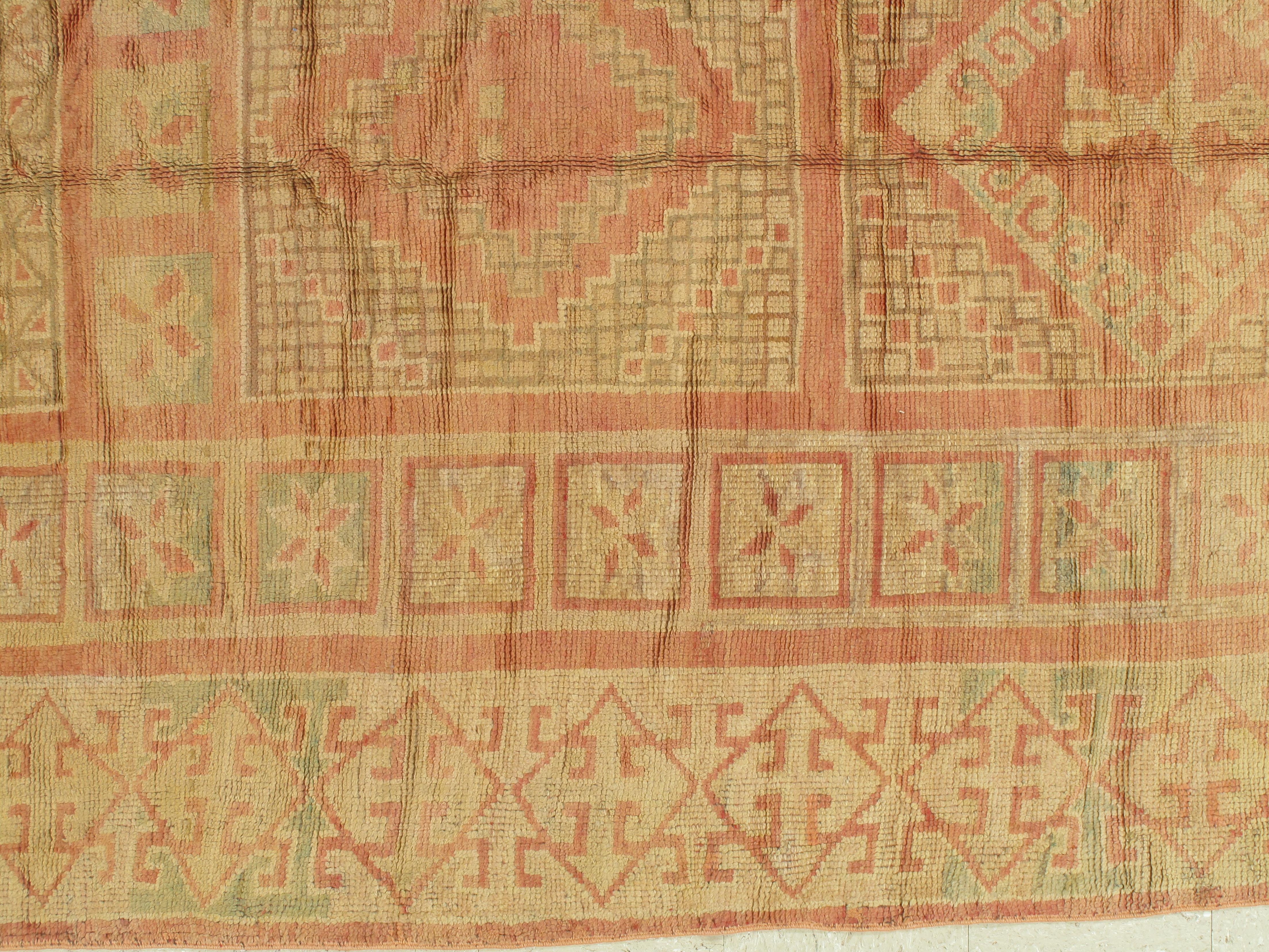 Antiker Oushak-Teppich, handgefertigter orientalischer Teppich, rosa Teppich, taupe, cremefarben, grau im Angebot 2