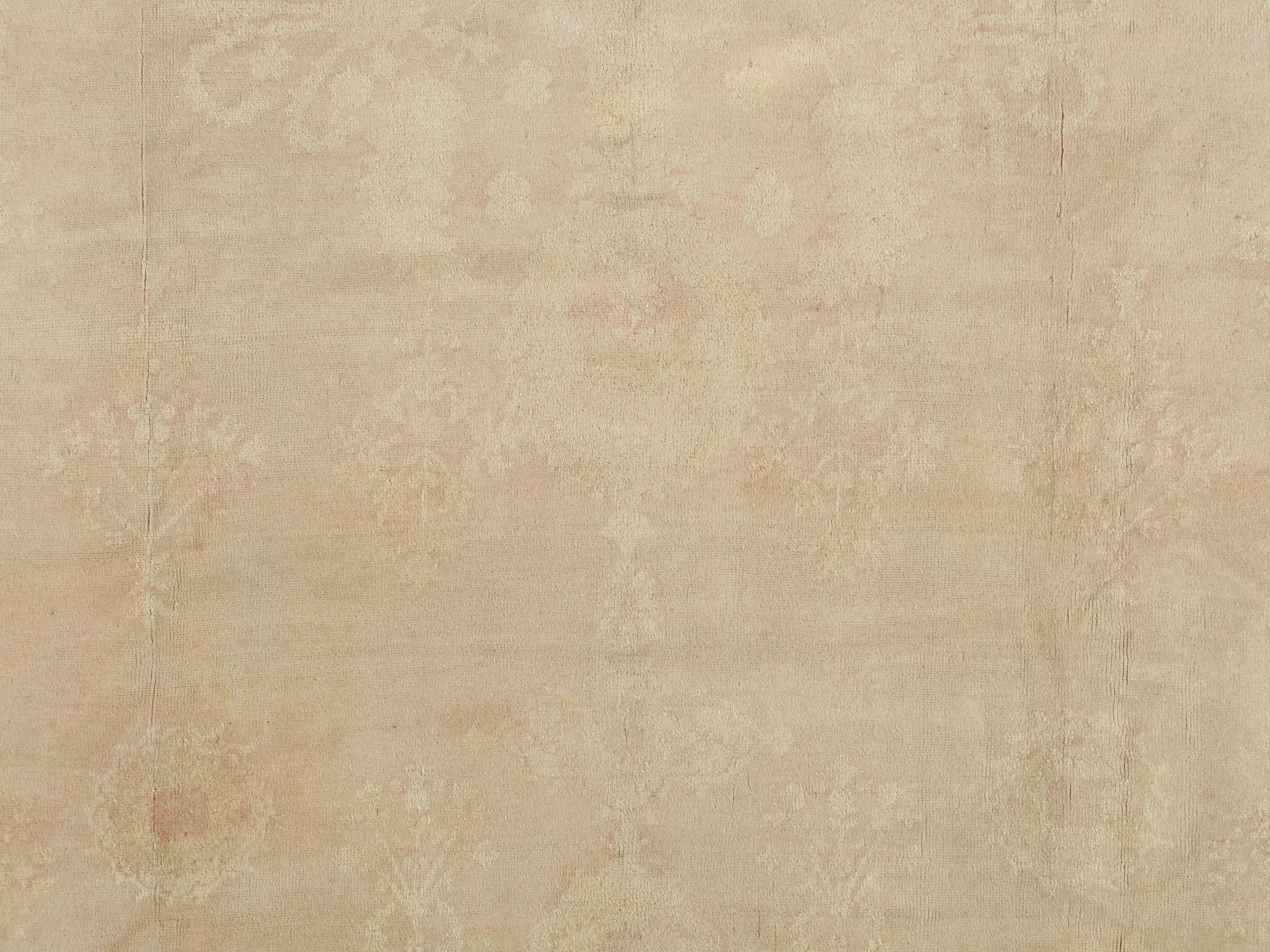 Tappeto antico Oushak, Tappeto orientale fatto a mano, Taupe morbido, Panna chiaro, Pallido in vendita 4