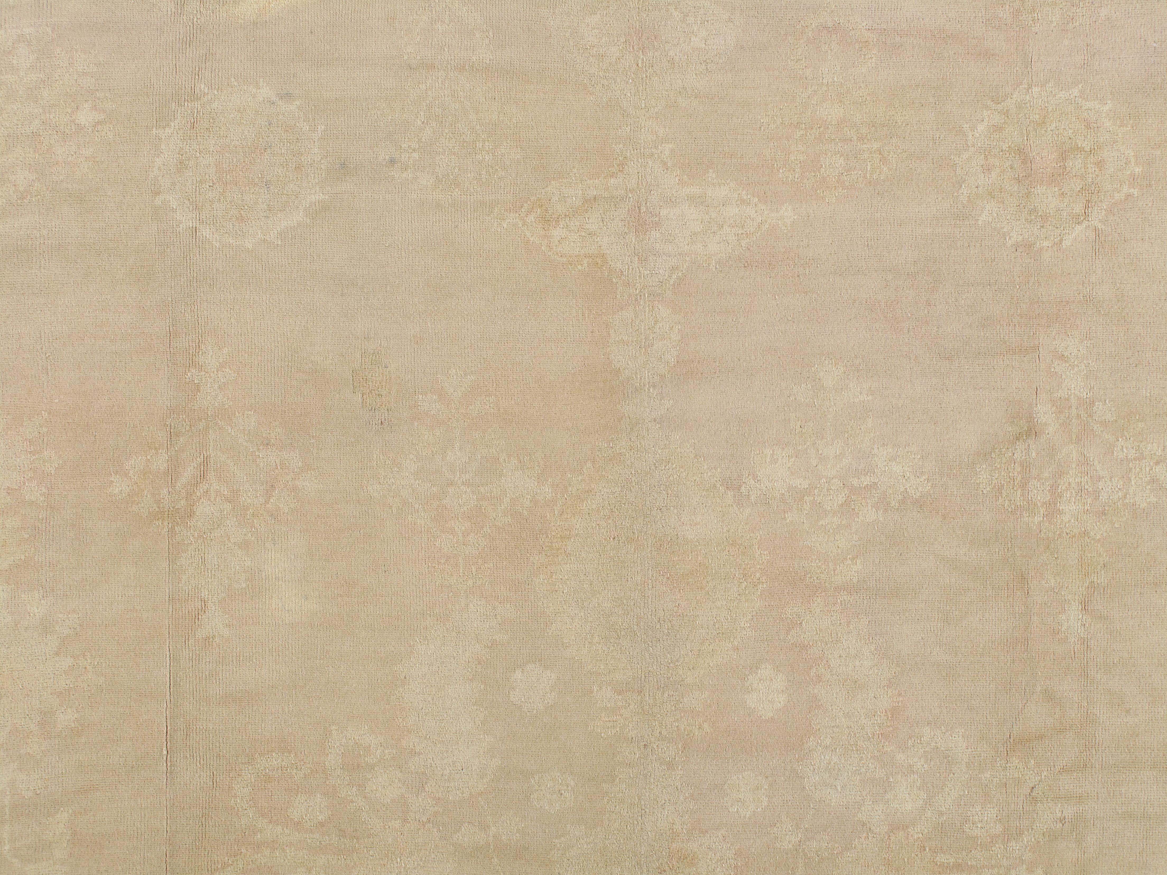 Tappeto antico Oushak, Tappeto orientale fatto a mano, Taupe morbido, Panna chiaro, Pallido in vendita 5
