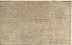 Antique Oushak Carpet, Handmade Oriental Rug, Soft Taupe, Light Gray, Light Blue