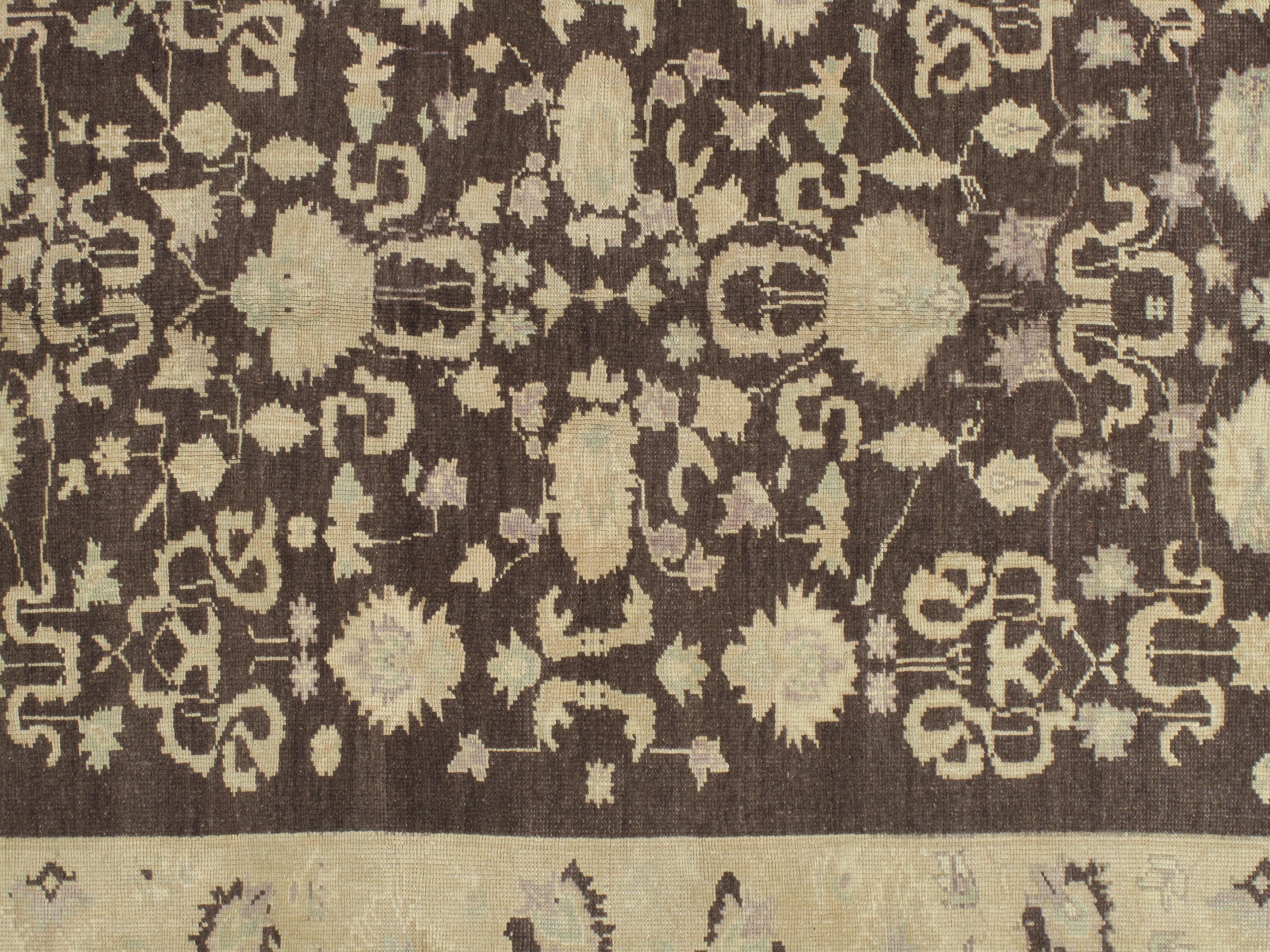 West Anatolia is one of the largest weaving regions in Turkey. Since the 15th century, Turkish rugs have always been on top of the list for having fine oriental rugs.
Oushak rugs such as this, are desirable in today’s highly decorative market. A
