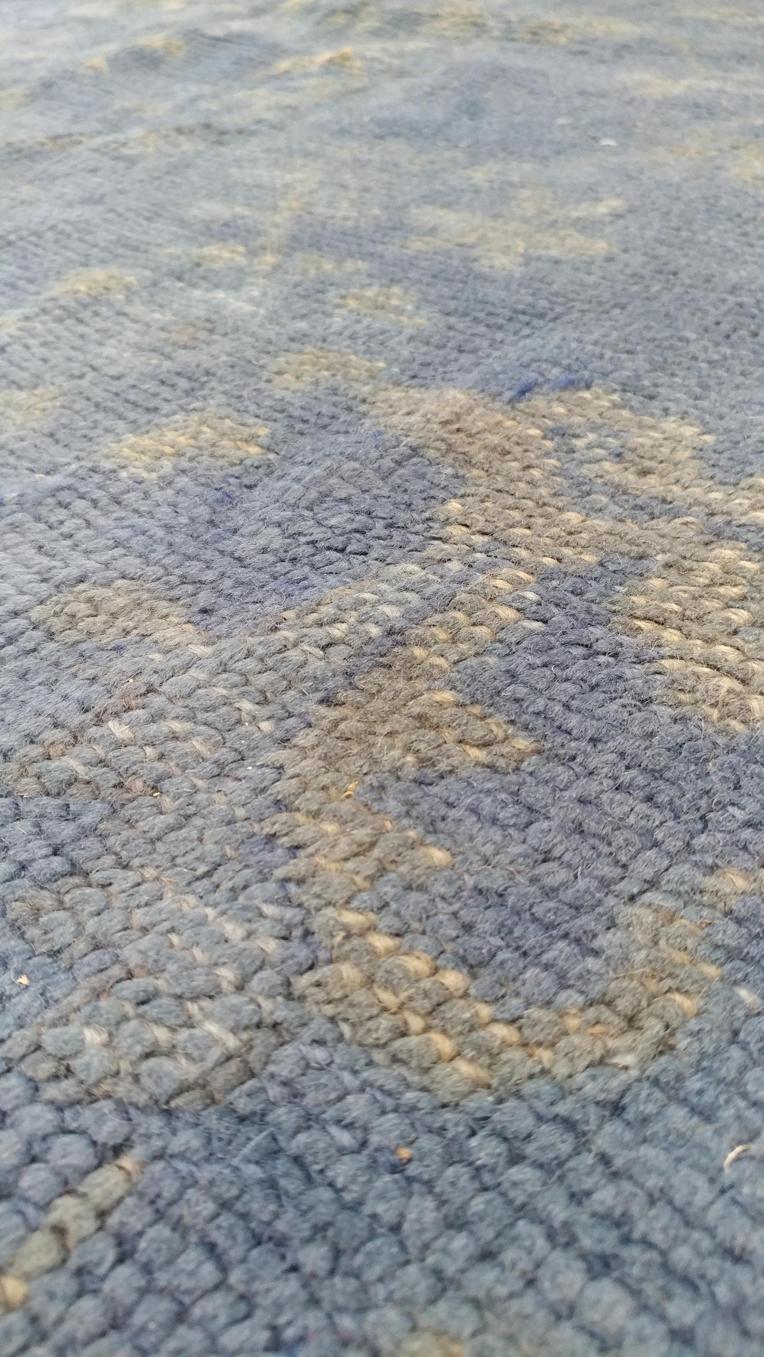 Hand-Knotted Antique Oushak Carpet, Handmade Turkish Oriental Rug, Beige, Taupe, Soft Blue
