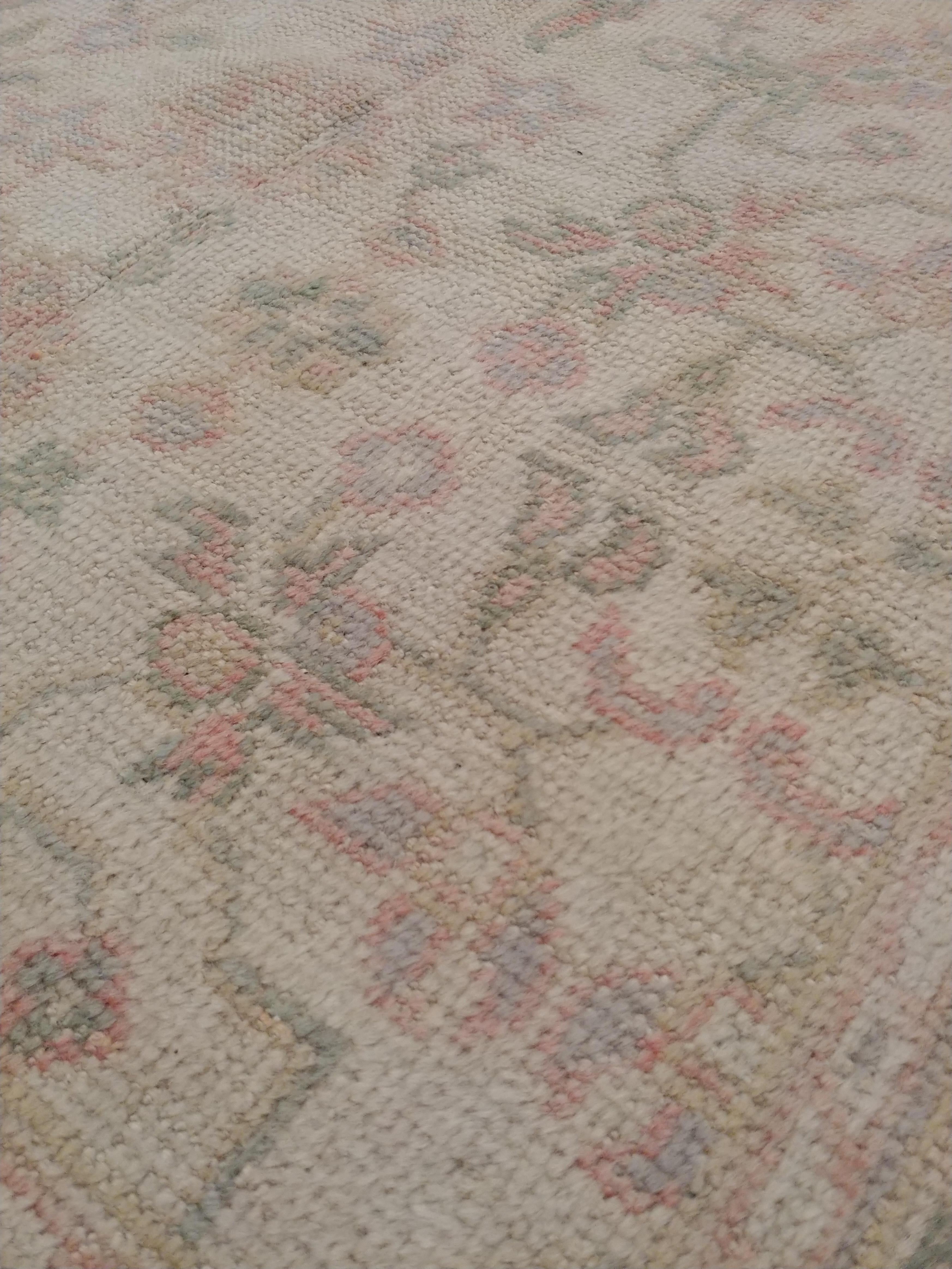 Antique Oushak Carpet, Handmade Turkish Oriental Rug, Beige, Taupe, Soft For Sale 5