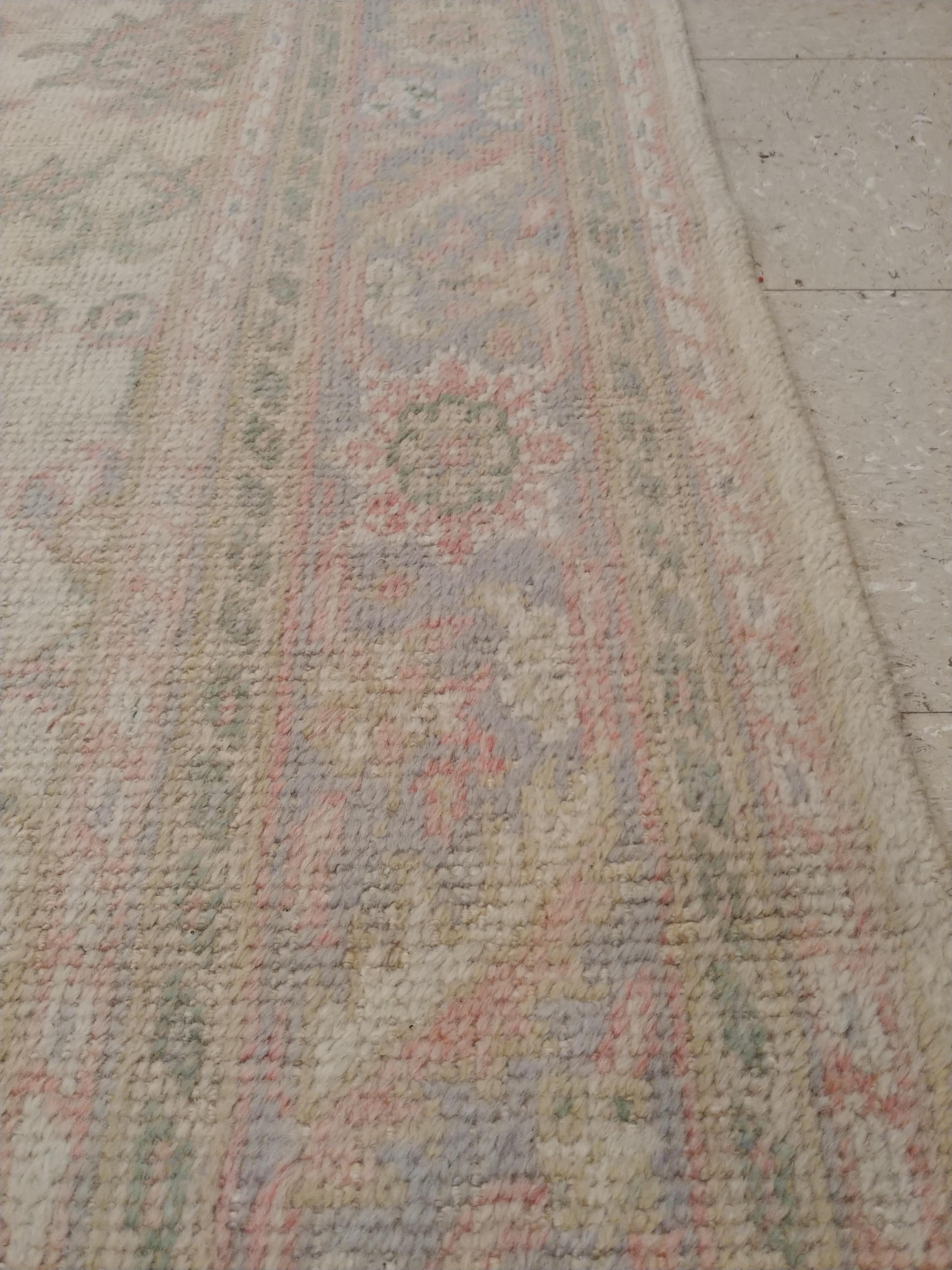 Antique Oushak Carpet, Handmade Turkish Oriental Rug, Beige, Taupe, Soft For Sale 2