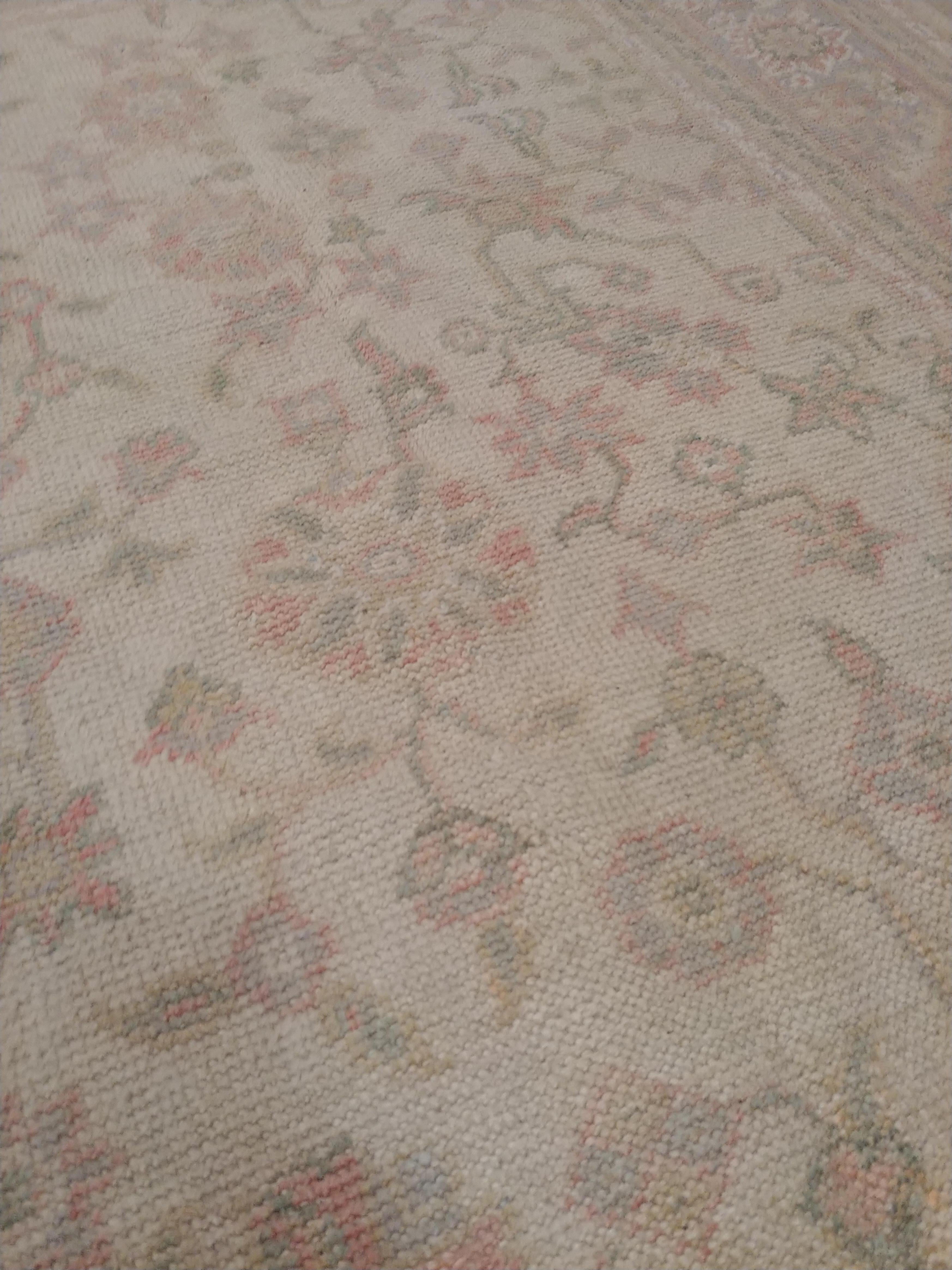 Antique Oushak Carpet, Handmade Turkish Oriental Rug, Beige, Taupe, Soft For Sale 3