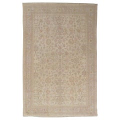 Antiker Oushak Teppich:: Handgefertigter Türkischer Orientteppich:: Beige:: Taupe:: Weich