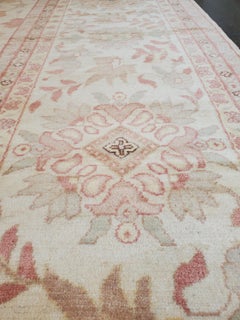 Antique Oushak Carpet, Handmade Turkish Oriental Rug, Beige, Taupe, Soft Gray