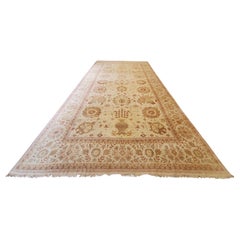 Vintage Oushak Carpet, Handmade Turkish Oriental Rug, Beige, Taupe, Soft Gray
