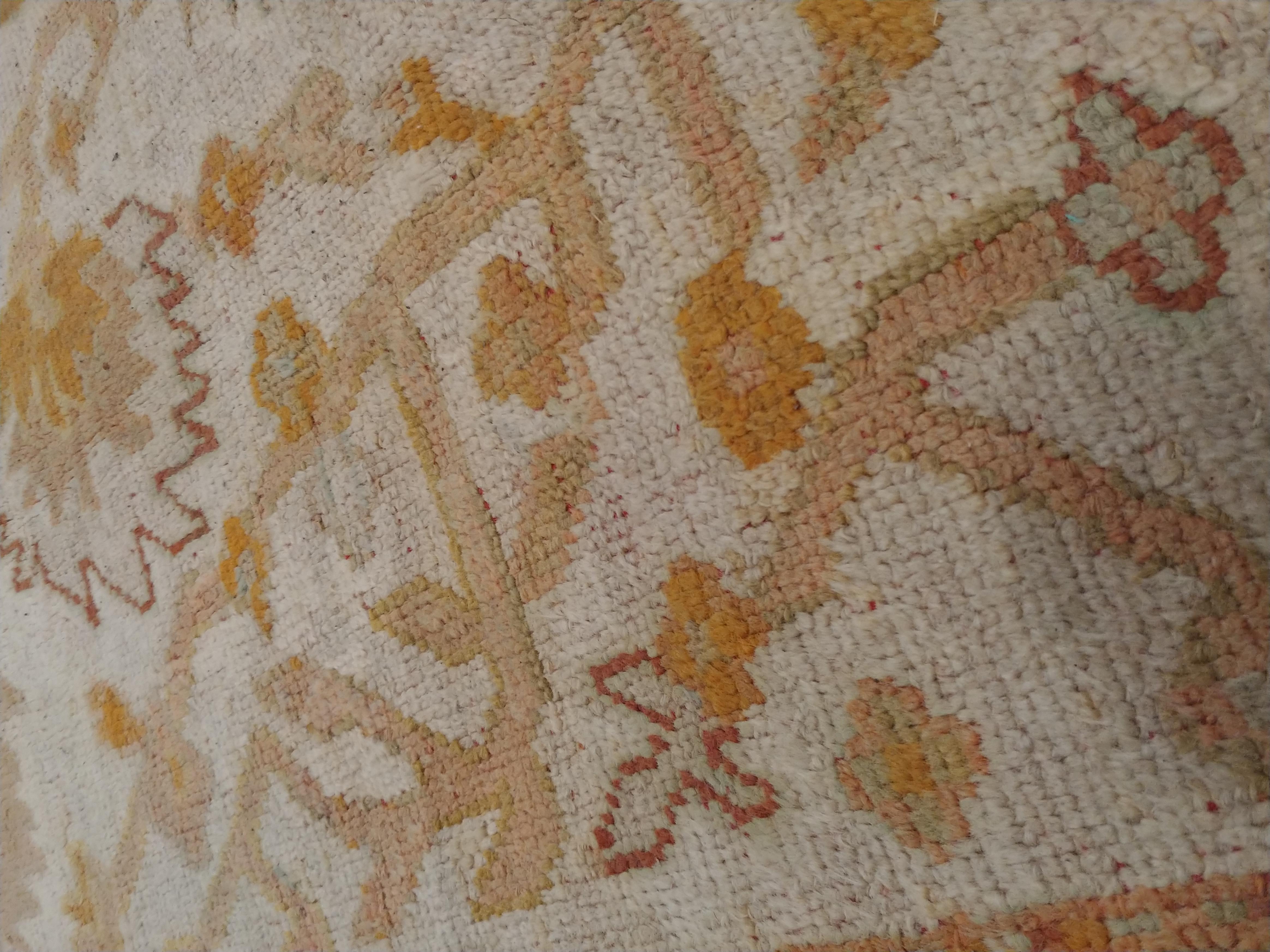Antique Oushak Carpet Handmade Turkish Oriental Rug Beige, Taupe, Soft Pale Blue 3