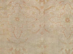 Antique Oushak Carpet, Handmade Turkish Oriental Rug, Beige, Taupe, Soft Shrimp