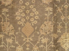 Antique Oushak Carpet, Oriental Rug, Handmade Grey, Muted Shrimp, Soft Creams