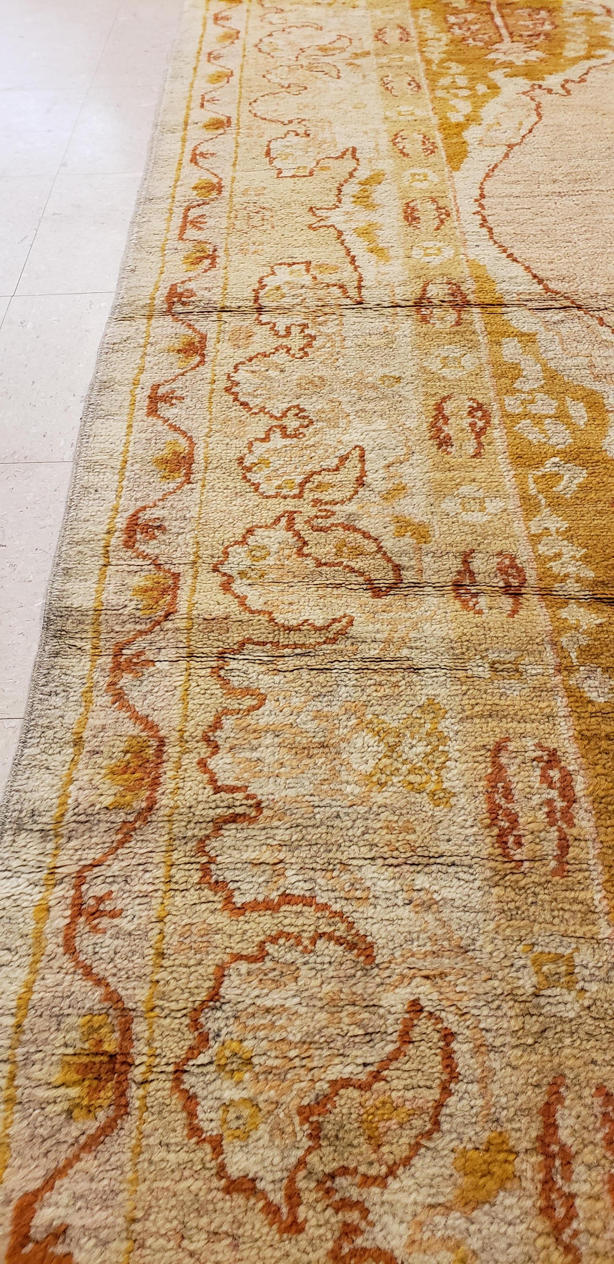 West Anatolia is one of the largest weaving regions in Turkey. Since the 15th century, Turkish rugs have always been on top of the list for having fine Oriental rugs.
Oushak rugs such as this, are desirable in today’s highly decorative market. A
