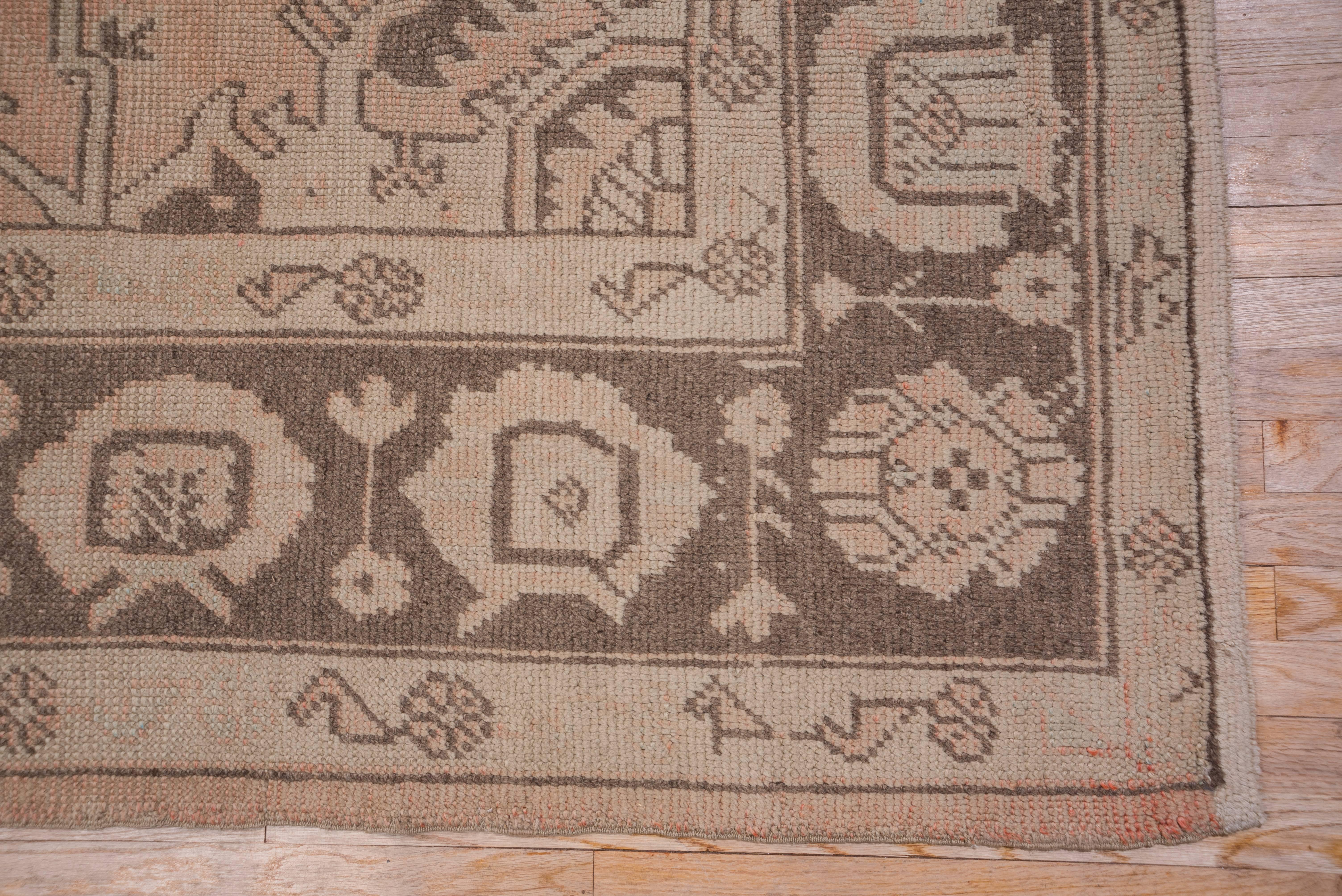 Hand-Knotted Antique Oushak Carpet, Peach Tones For Sale