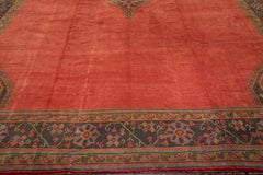 Antique Oushak Carpet, Salmon Field, circa 1900