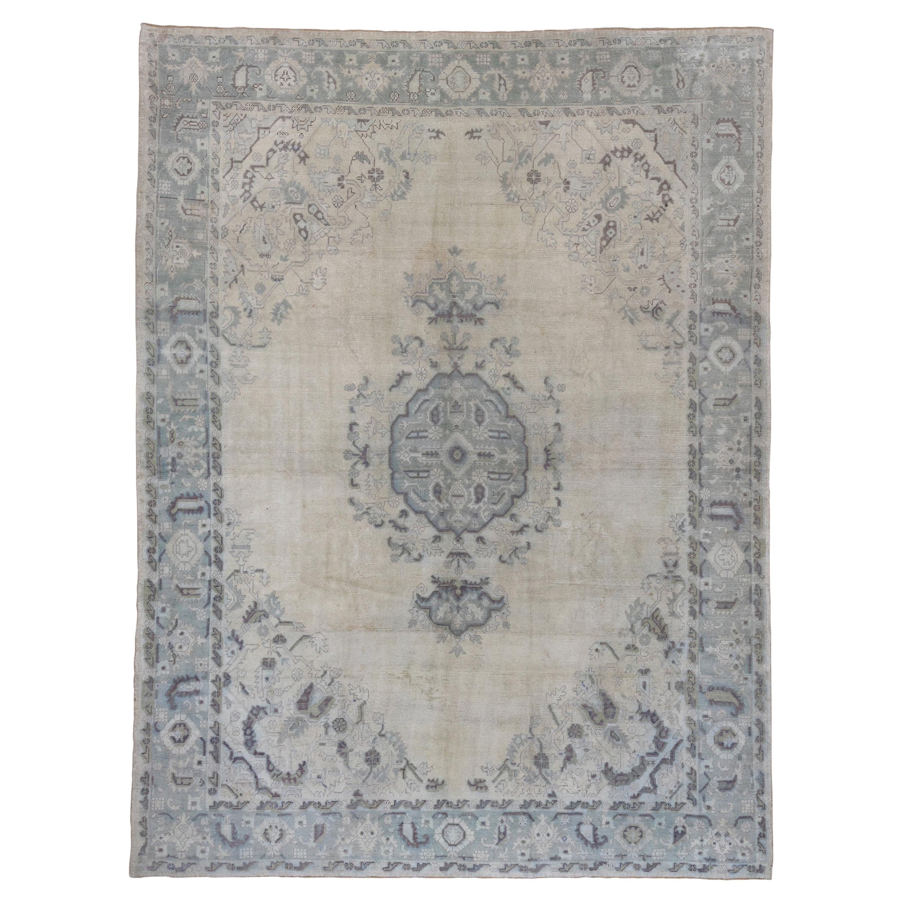 Antique Oushak Carpet, Soft Palette