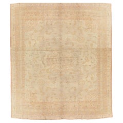 Antiker Oushak Teppich, Türkische Teppiche, Handgefertigte Orientalische Teppiche, Rosa Elfenbein Feiner Teppich