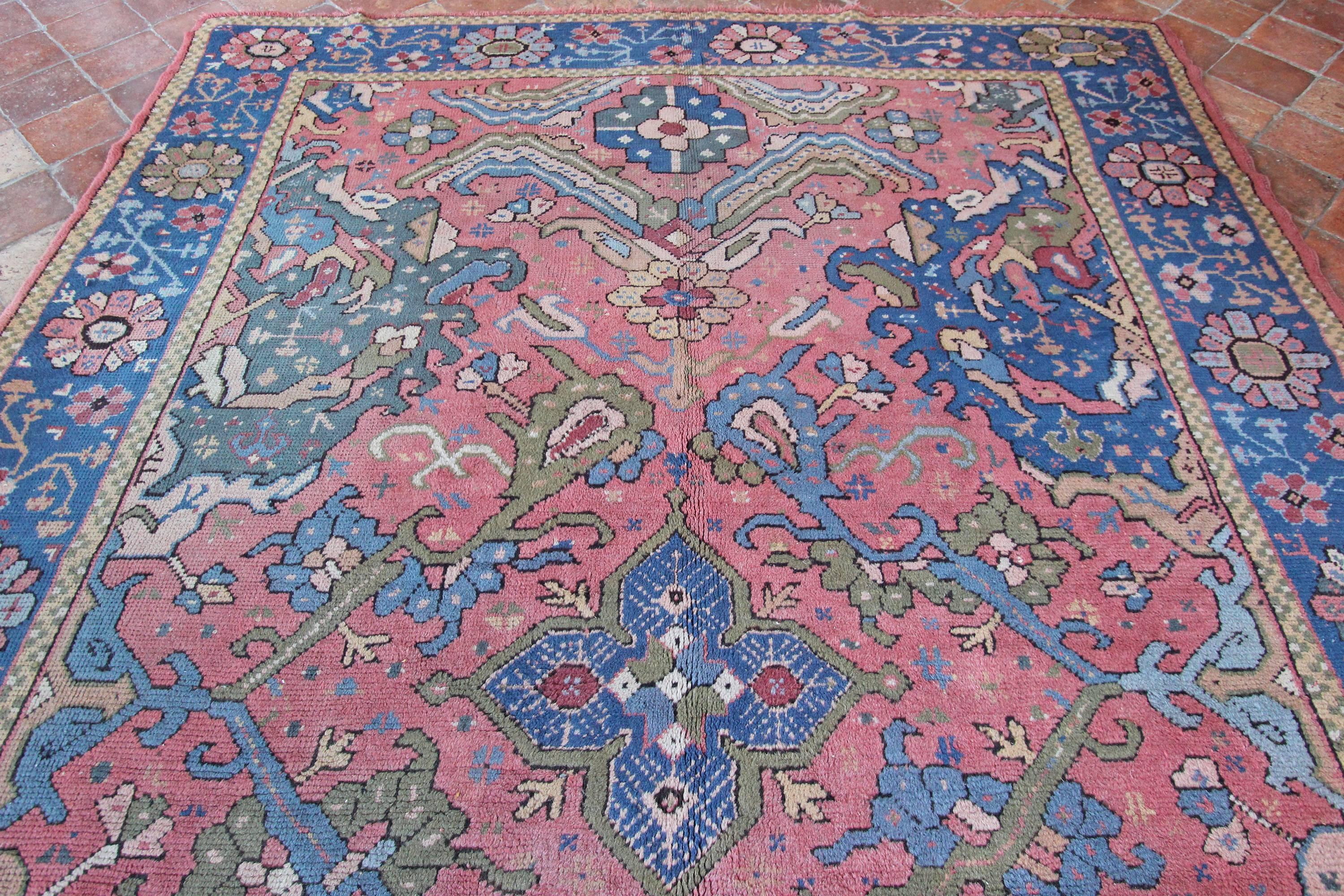 Turkish Antique Oushak Carpet, Western Anatolia