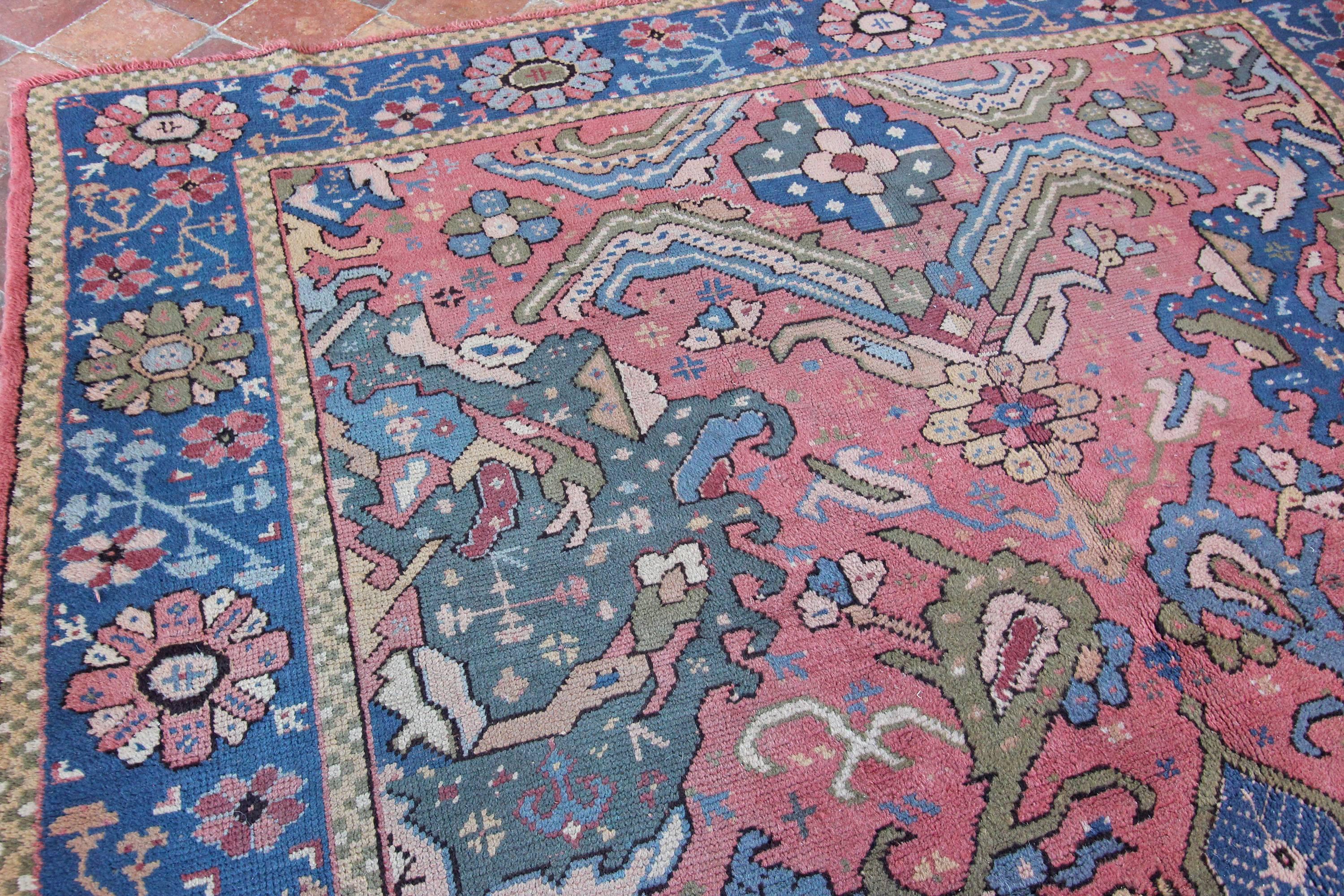 Hand-Woven Antique Oushak Carpet, Western Anatolia